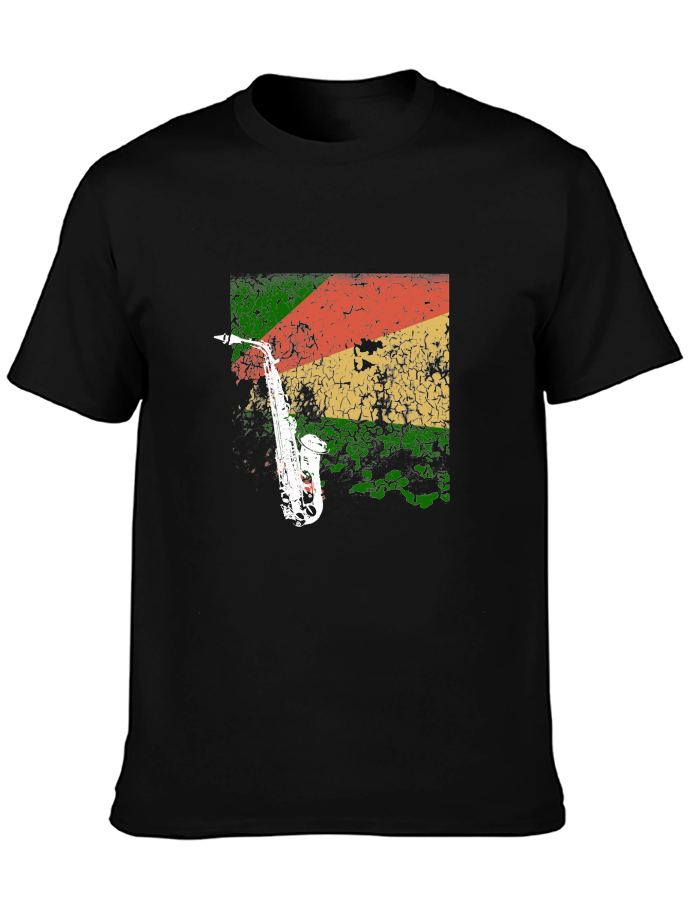 Black Saxophone Reggae T-Shirt - Cool Music Tee view 3