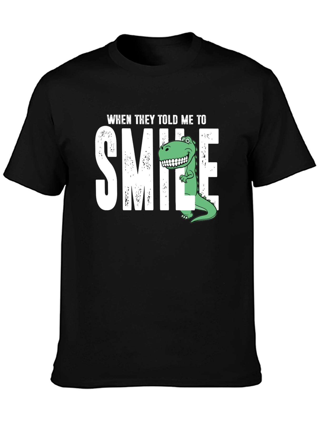 Black Smile Dinosaur Graphic T-Shirt view 3