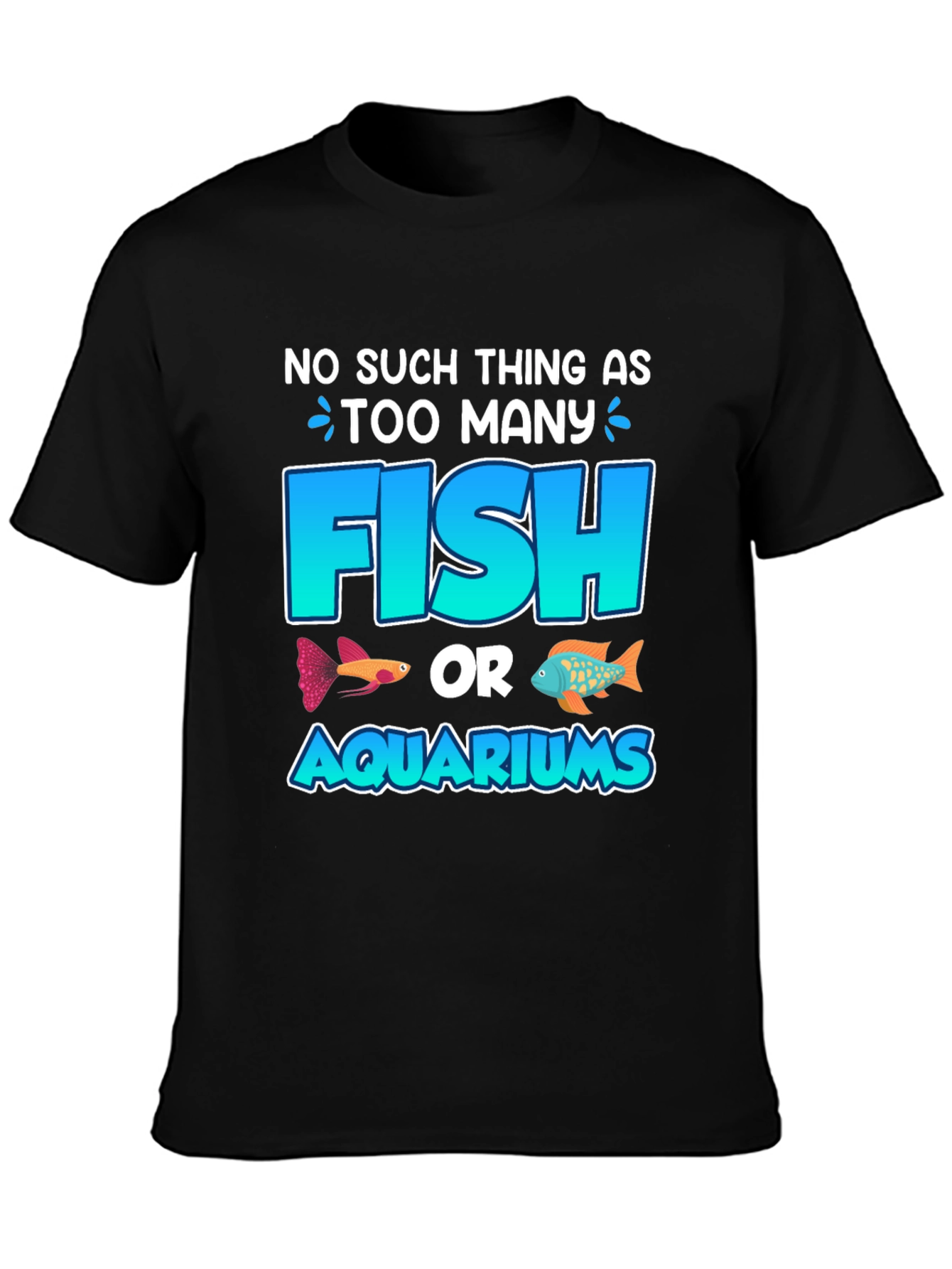 Black Funny Fish & Aquarium T-Shirt view 3