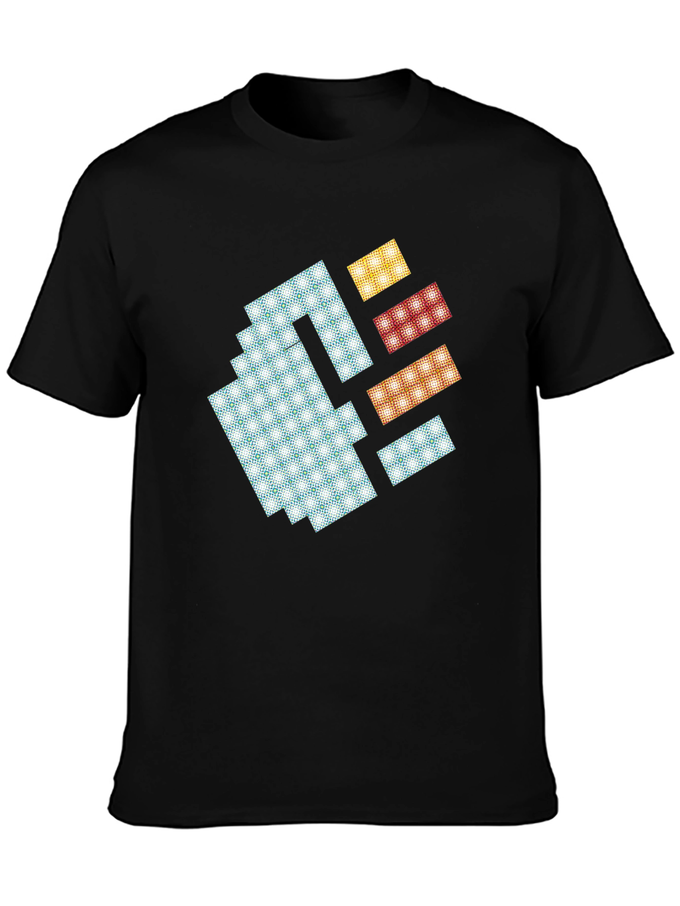 Black Pixel Art Fist Graphic Tee - Black Cotton Blend view 3