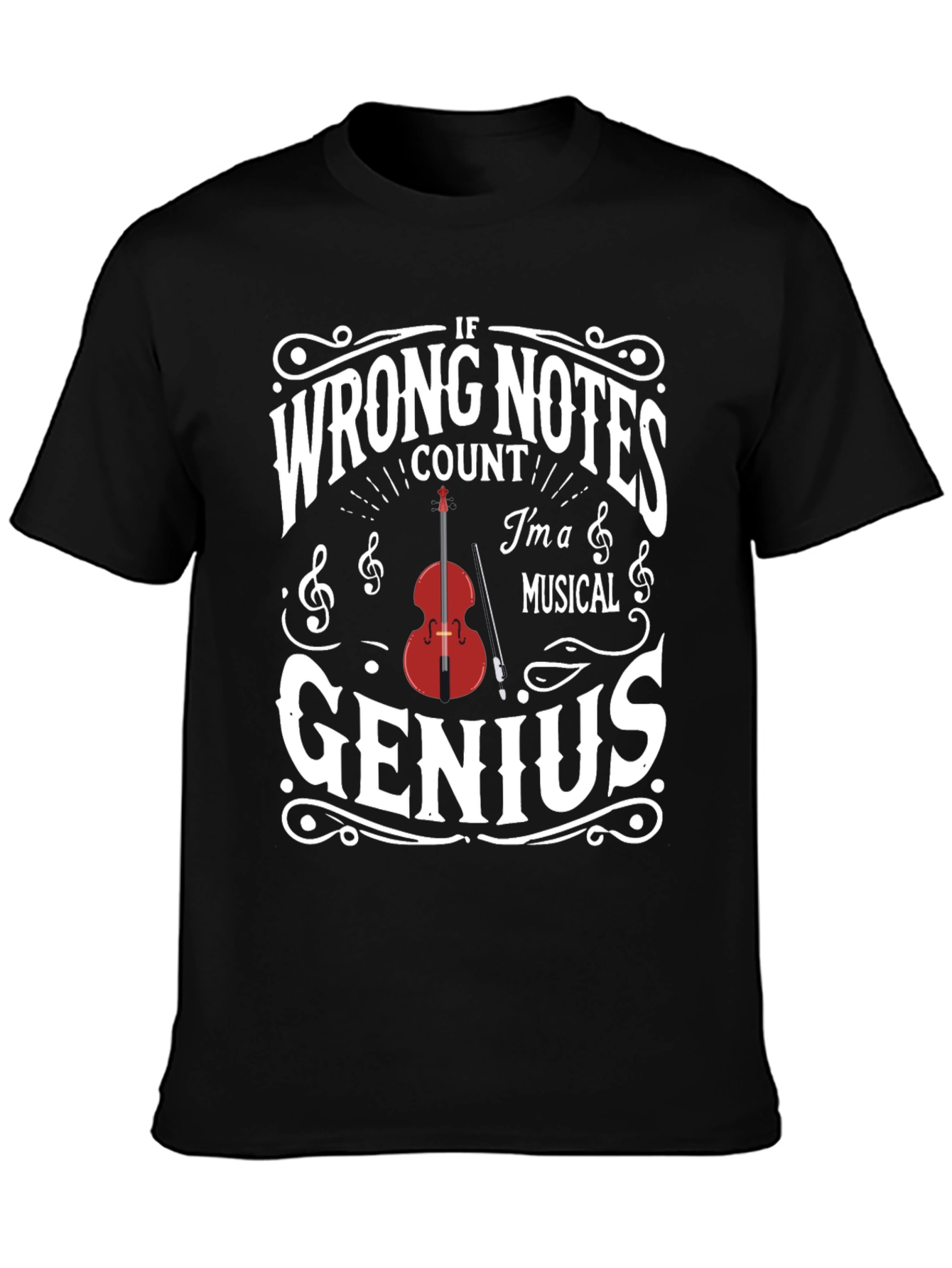 Black Musical Genius T-Shirt - Funny Musician Gift view 3
