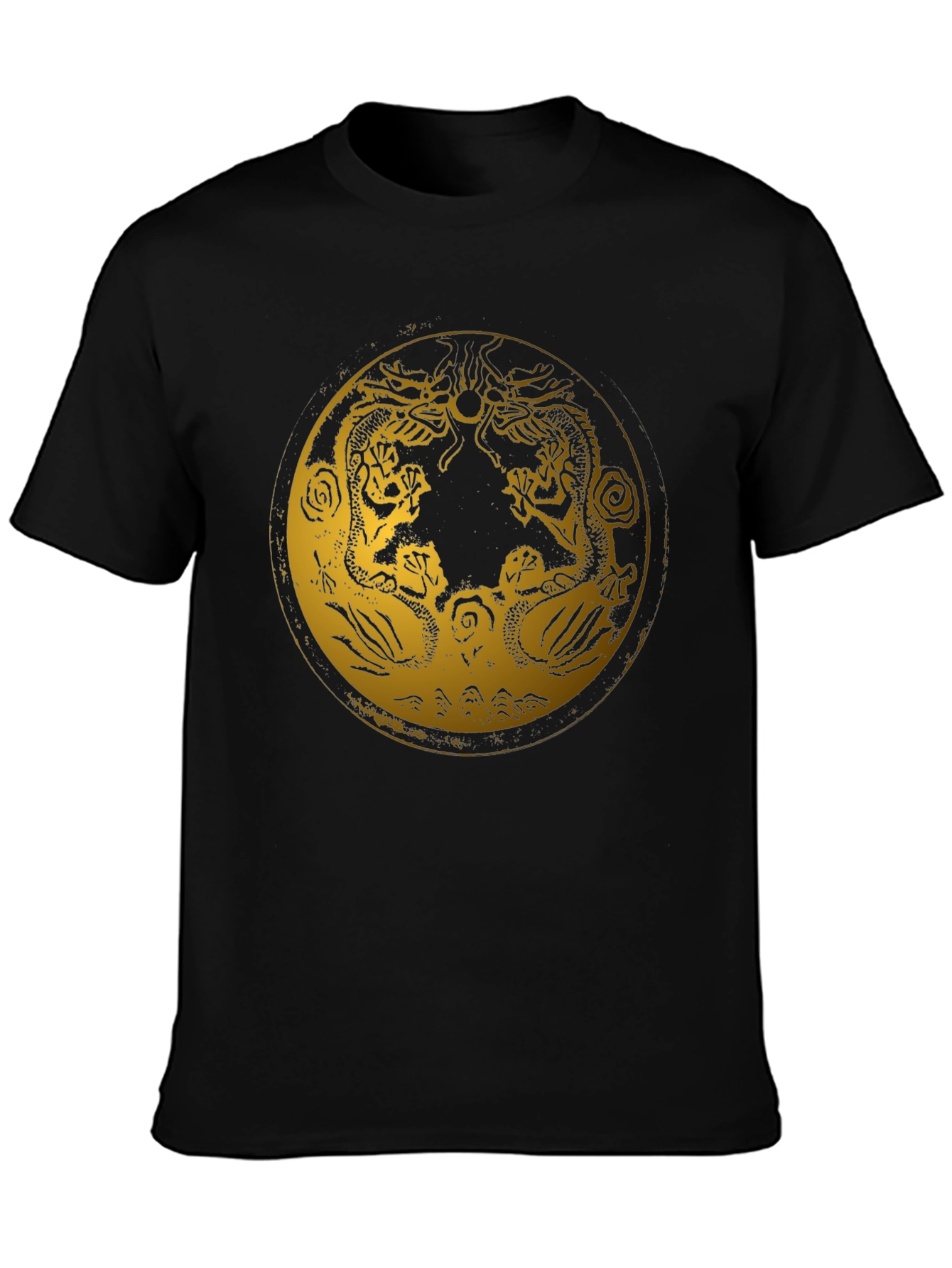 Black Dragon Circle Graphic Tee - Stylish Black T-Shirt view 3