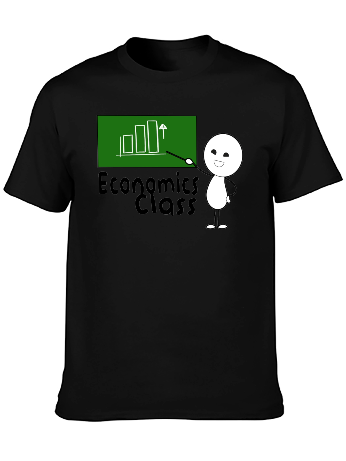 Black Economics Class T-Shirt - Cute Stick Figure view 3
