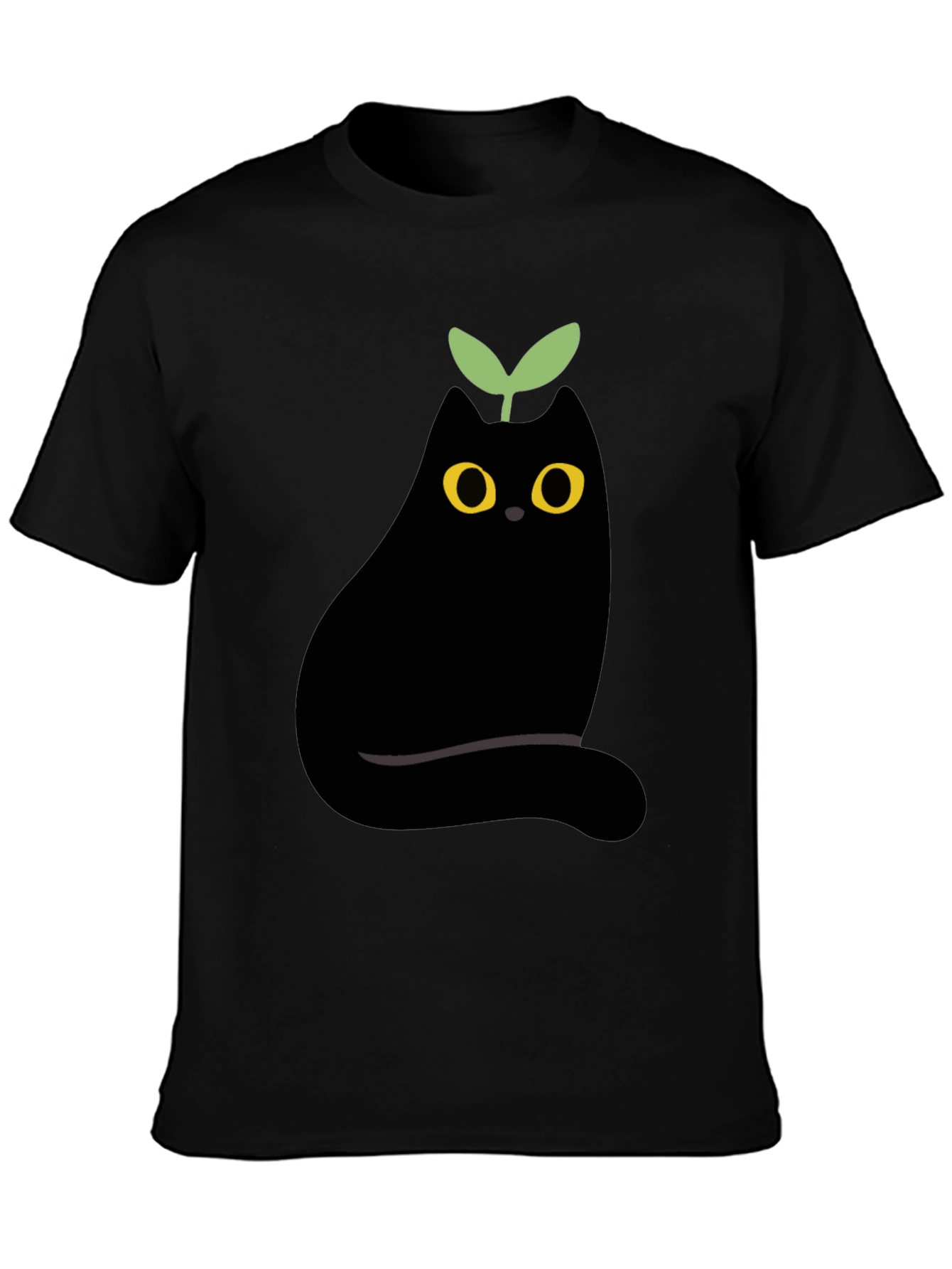 Black Eggplant Cat Graphic Tee - Unique Black T-Shirt view 3