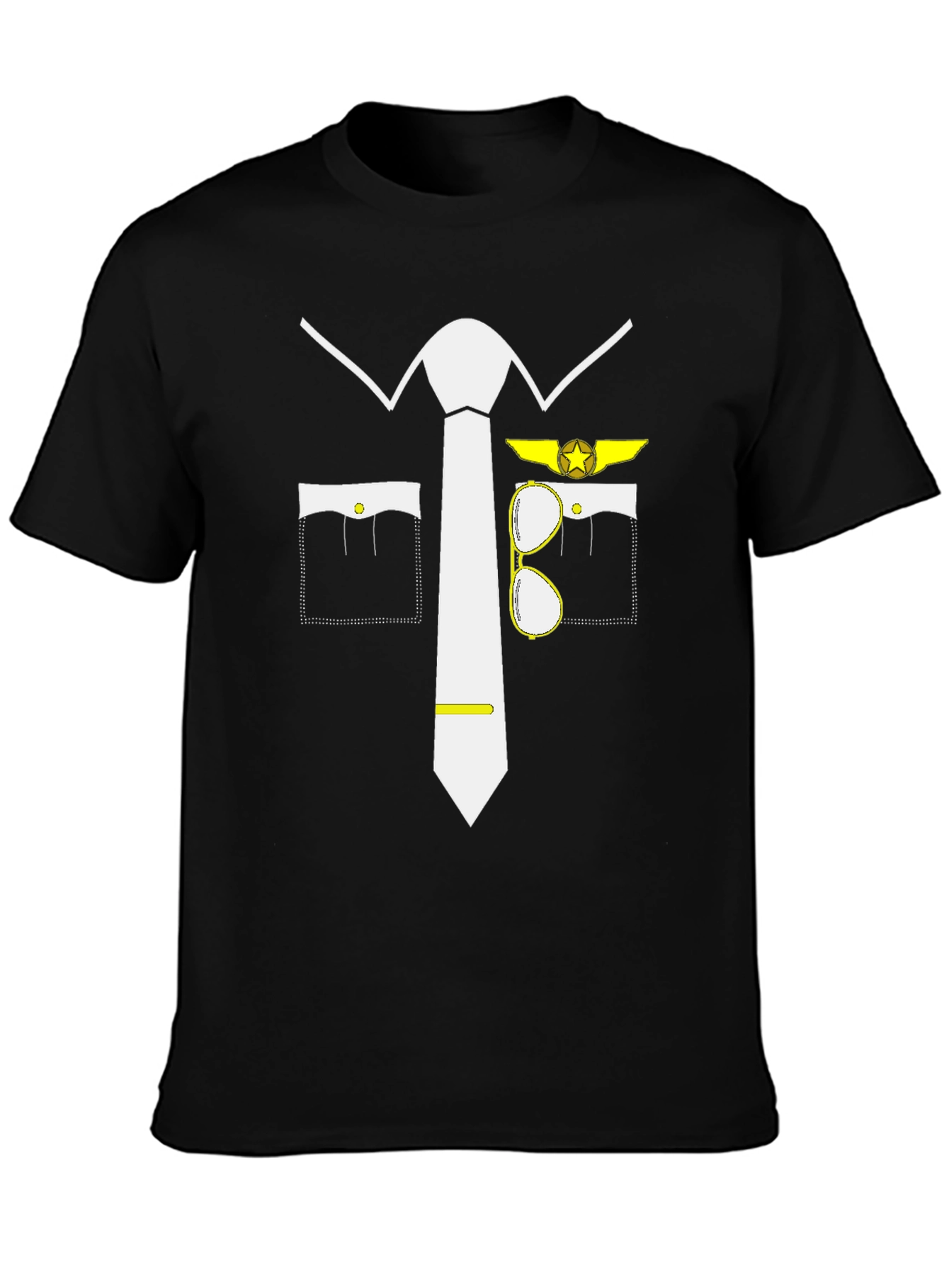 Black Pilot Costume T-Shirt - Fun Aviation Tee view 3