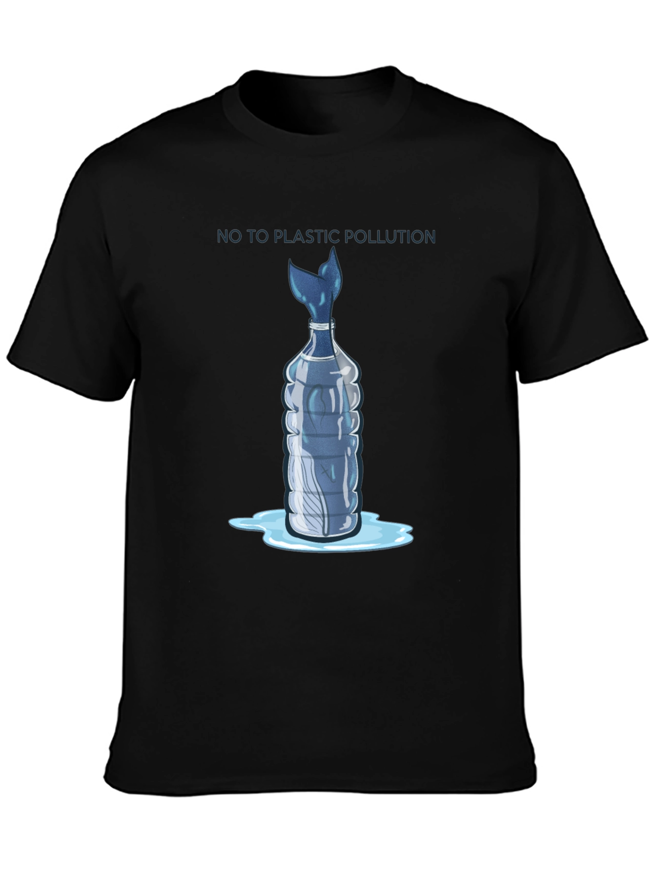 Black Eco-Friendly "No Plastic Pollution" Graphic Tee view 3
