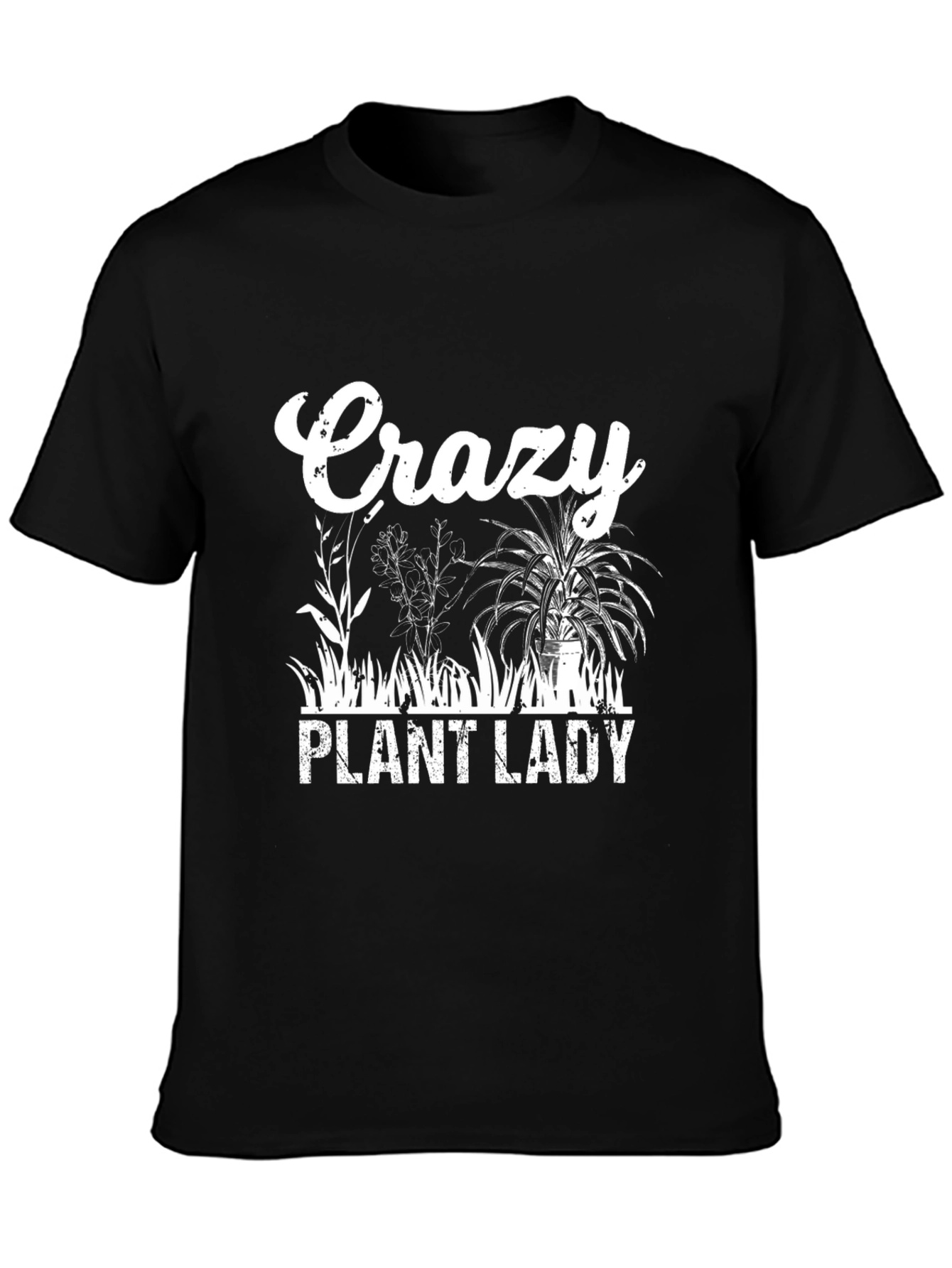 Black Crazy Plant Lady T-Shirt - Botanical Lover Tee view 3