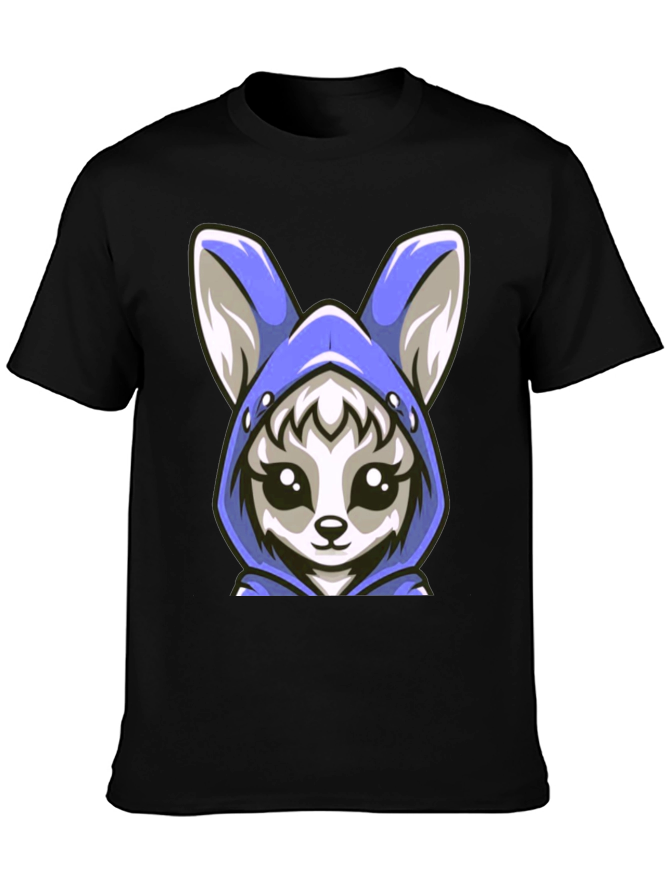 Black Cute Kawaii Fox Hoodie T-Shirt view 3