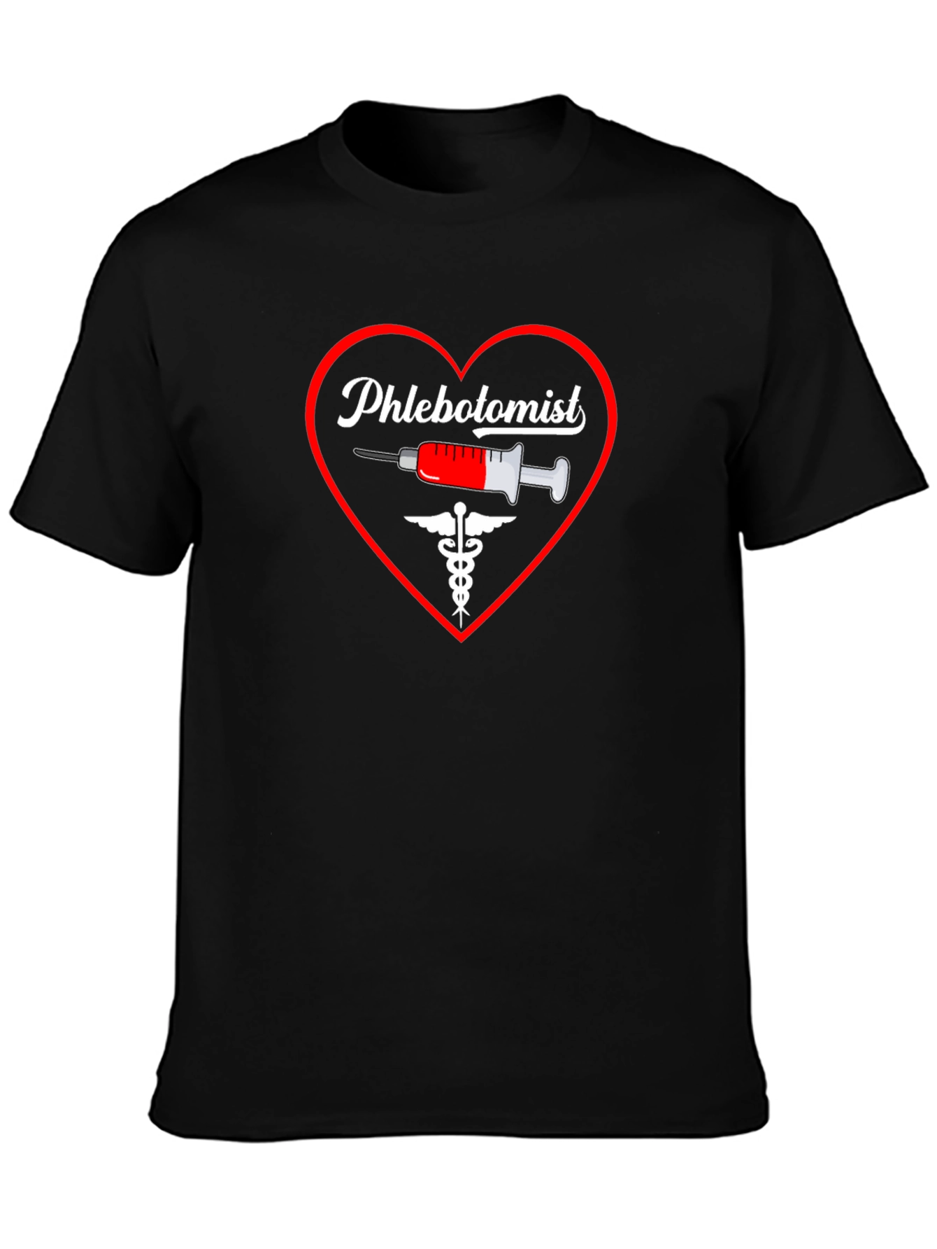 Black Phlebotomist Heart Graphic T-Shirt view 3