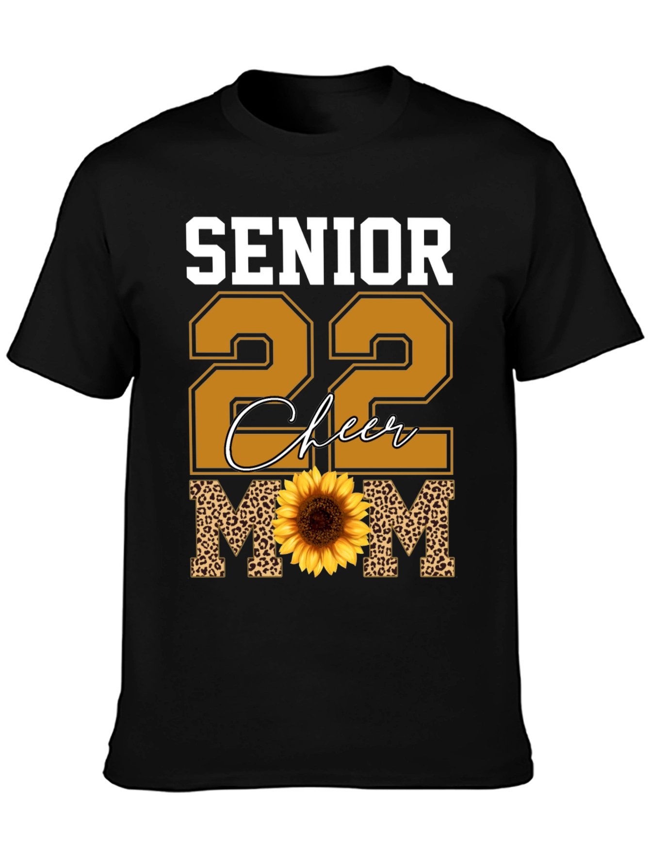 Black Senior 22 Cheer Mom Sunflower T-Shirt view 3