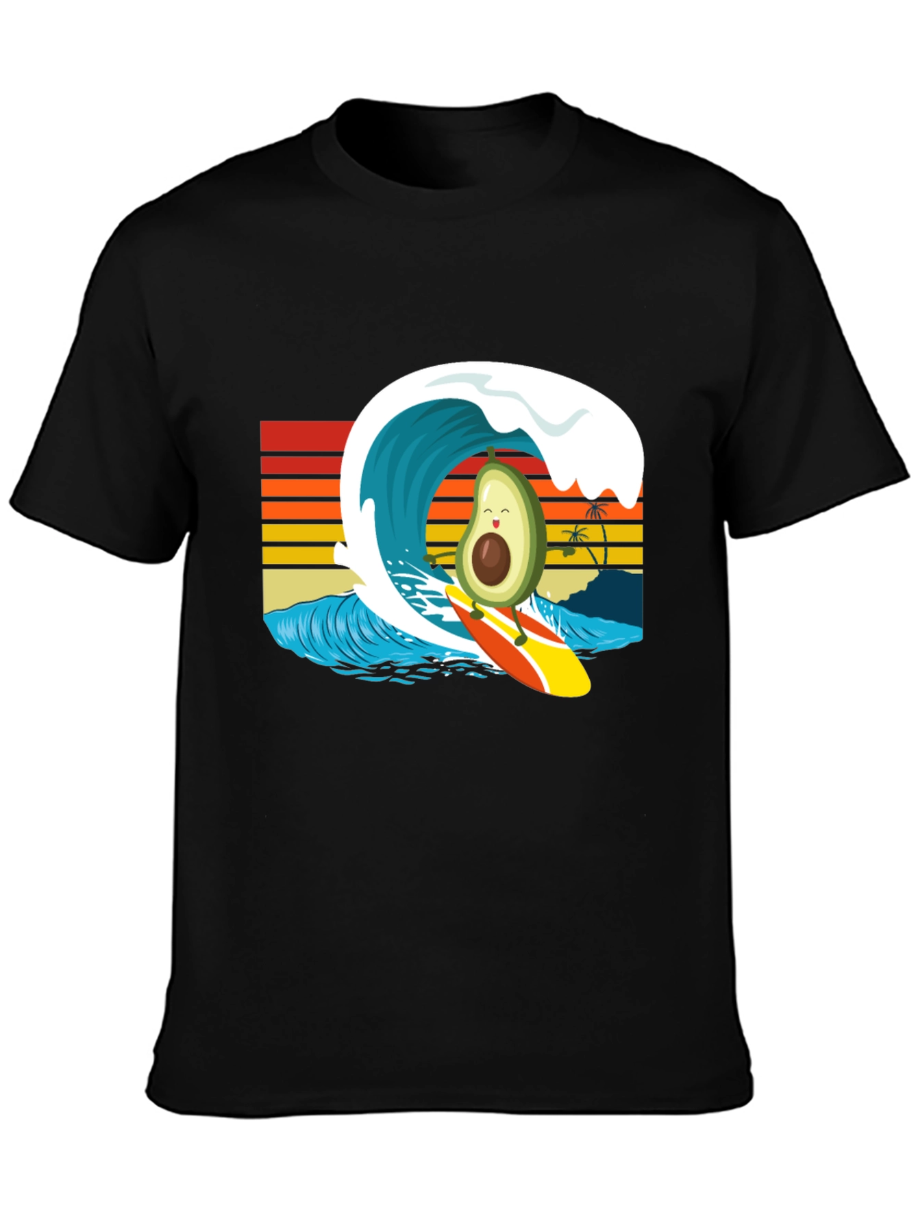 Black Surfing Avocado Graphic Tee view 3