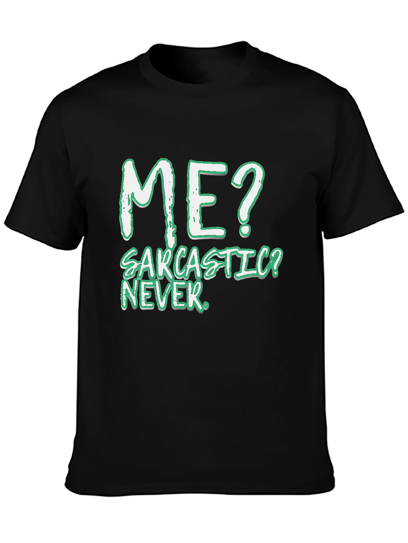Black Sarcastic? Never! Men's Black T-Shirt view 3