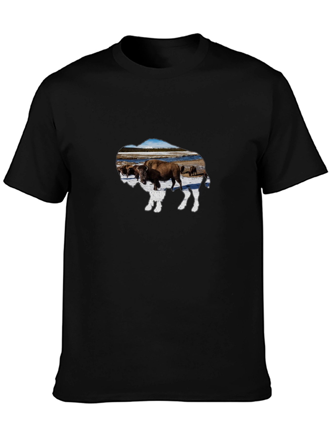 Black Buffalo Herd Graphic Tee - Black Cotton Casual Shirt view 3