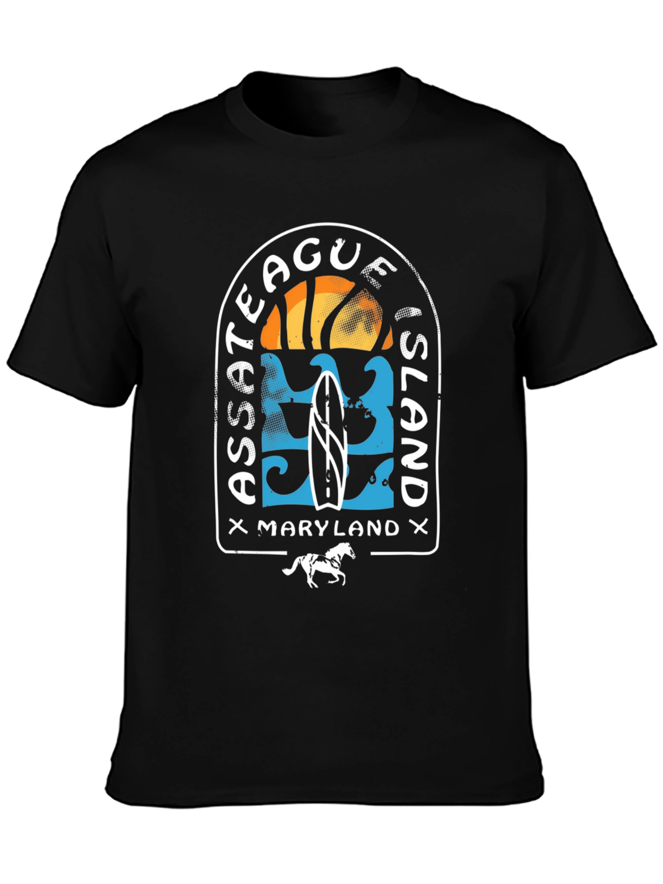 Black Assateague Island Maryland Graphic T-Shirt view 3