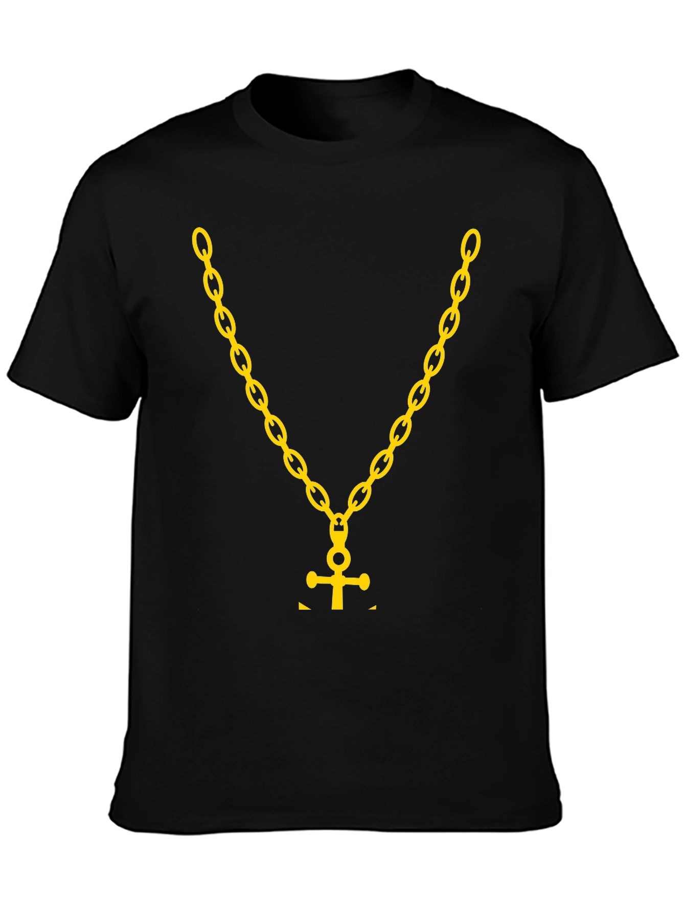 Black Black T-Shirt with Gold Chain Anchor Graphic view 3