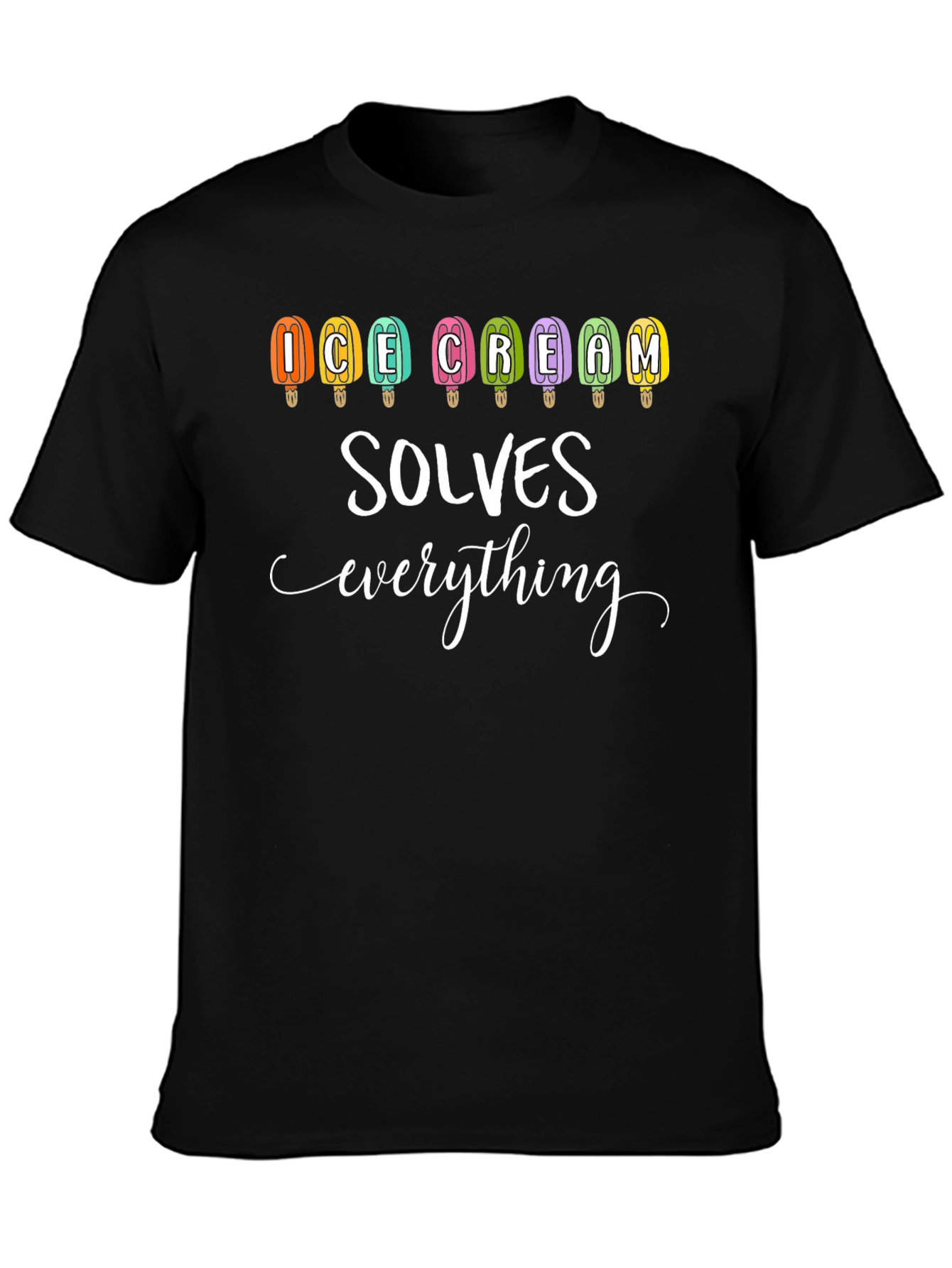 Black Ice Cream Solves Everything Graphic Tee - Black view 3