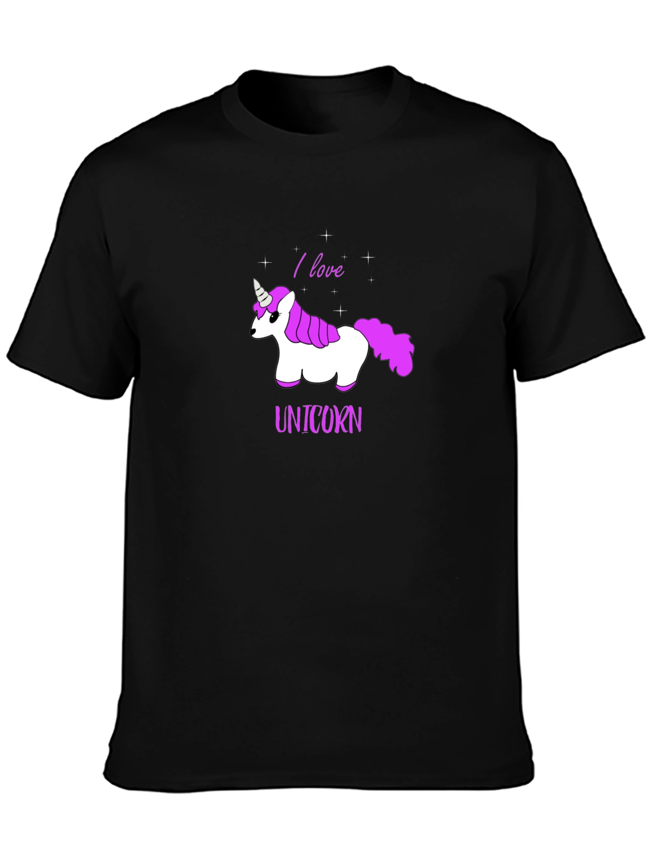 Black I Love Unicorns Graphic T-Shirt view 3