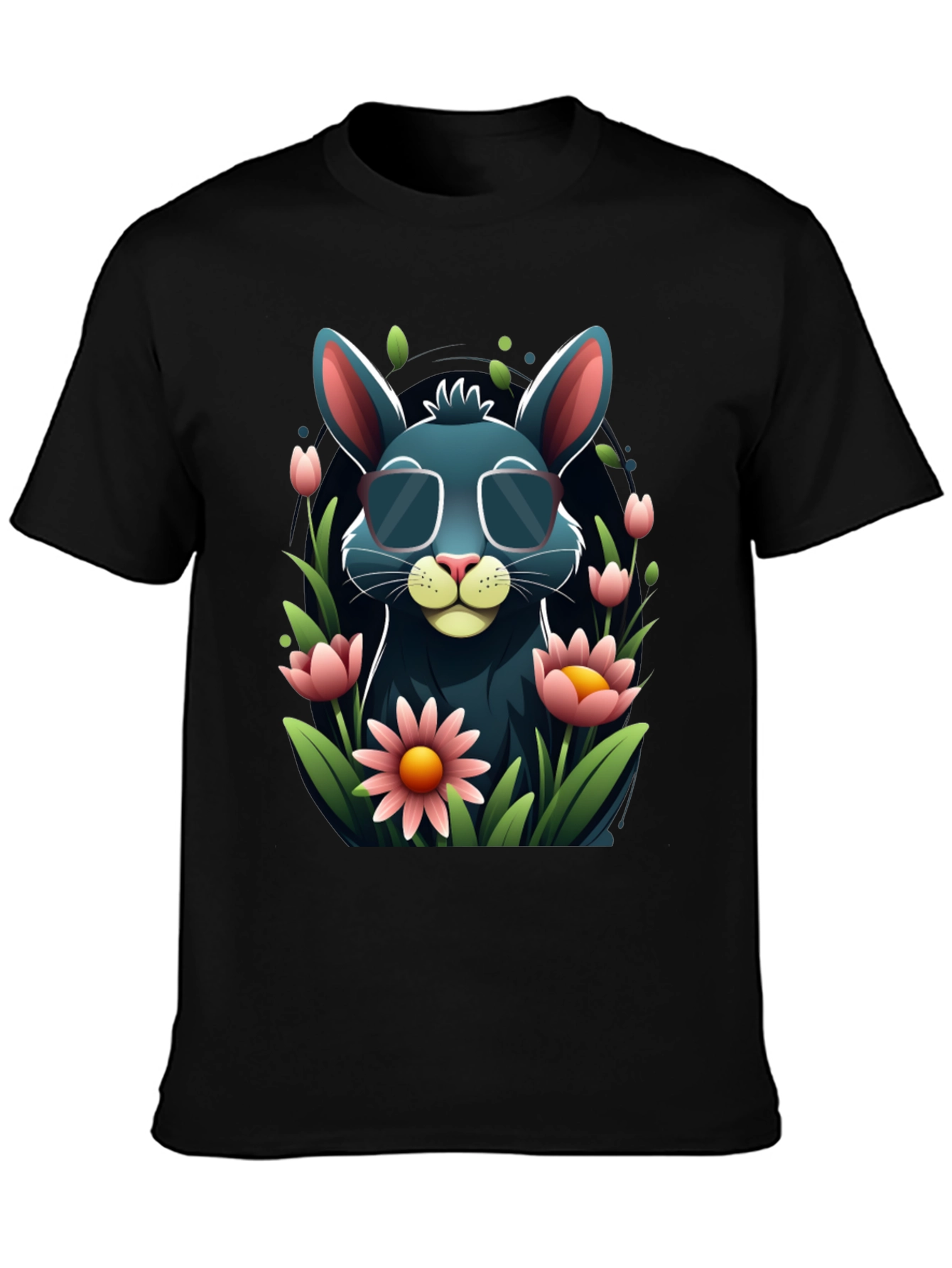 Black Cool Bunny in Shades Graphic Tee view 3