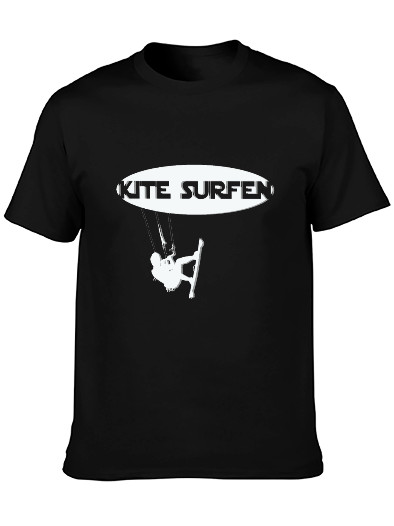 Black Kite Surfing Graphic Tee - Black Casual T-Shirt view 3