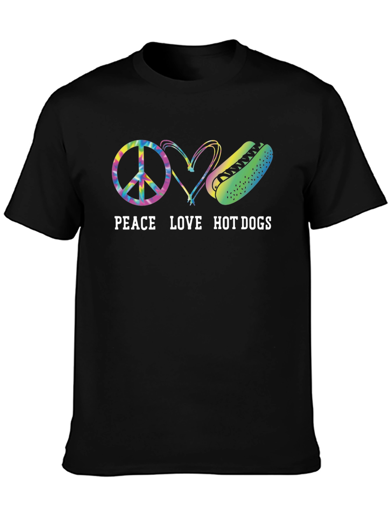 Black Peace Love Hot Dogs Graphic Tee view 3