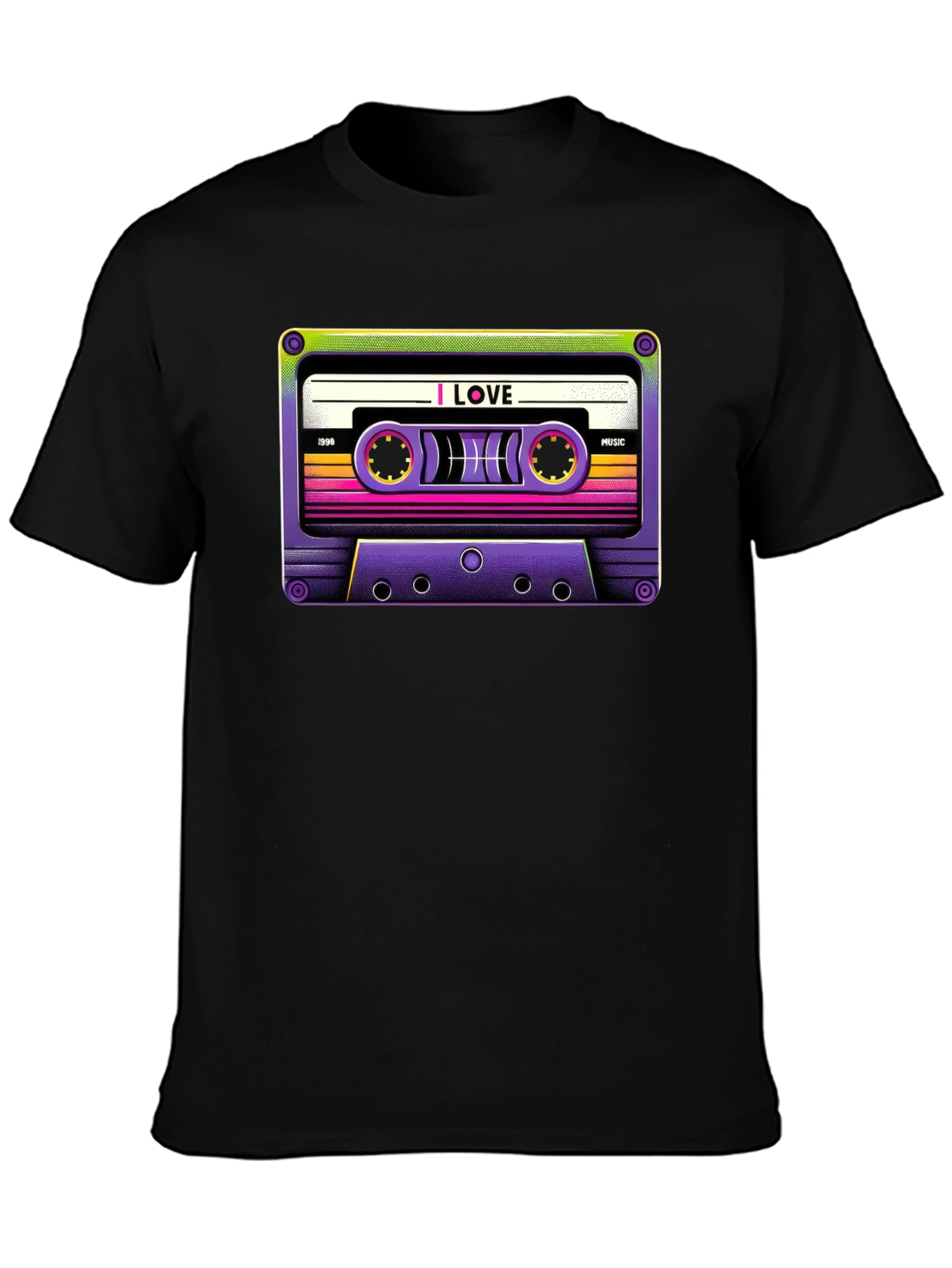 Black Retro Cassette Tape Graphic T-Shirt view 3