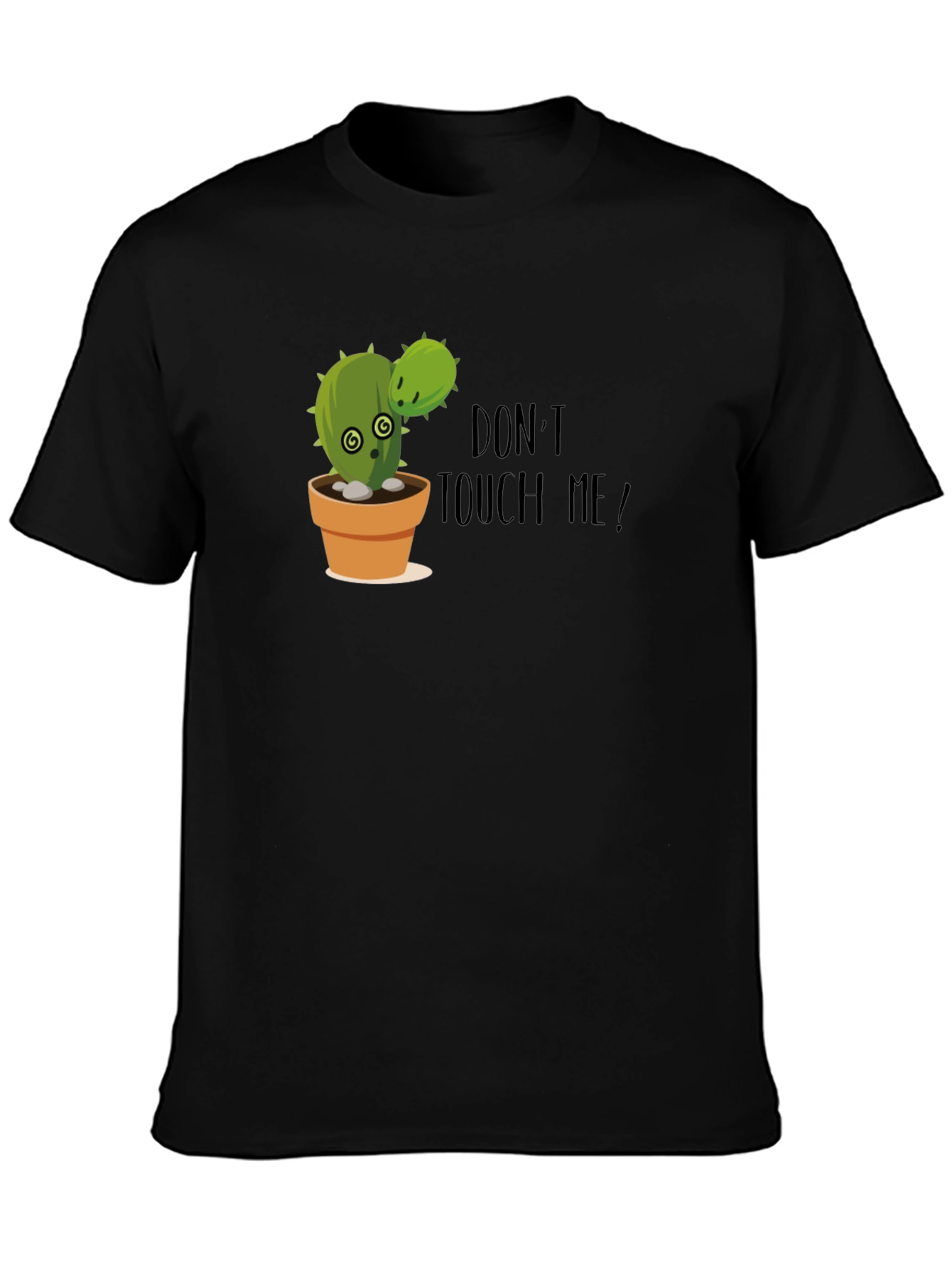 Black Funny Cactus Graphic Tee - Don't Touch Me! view 3