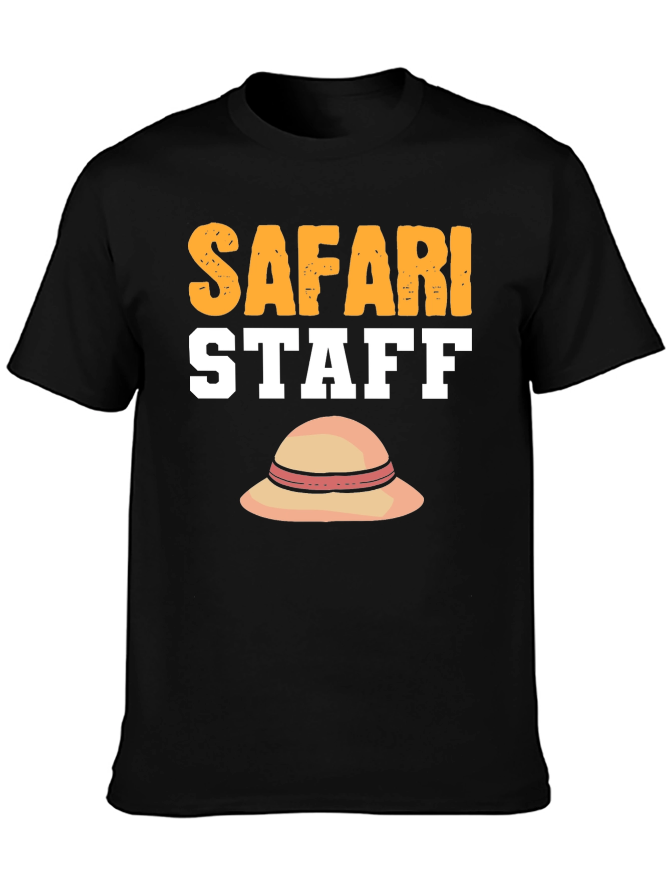 Black Safari Staff T-Shirt with Sun Hat Graphic view 3