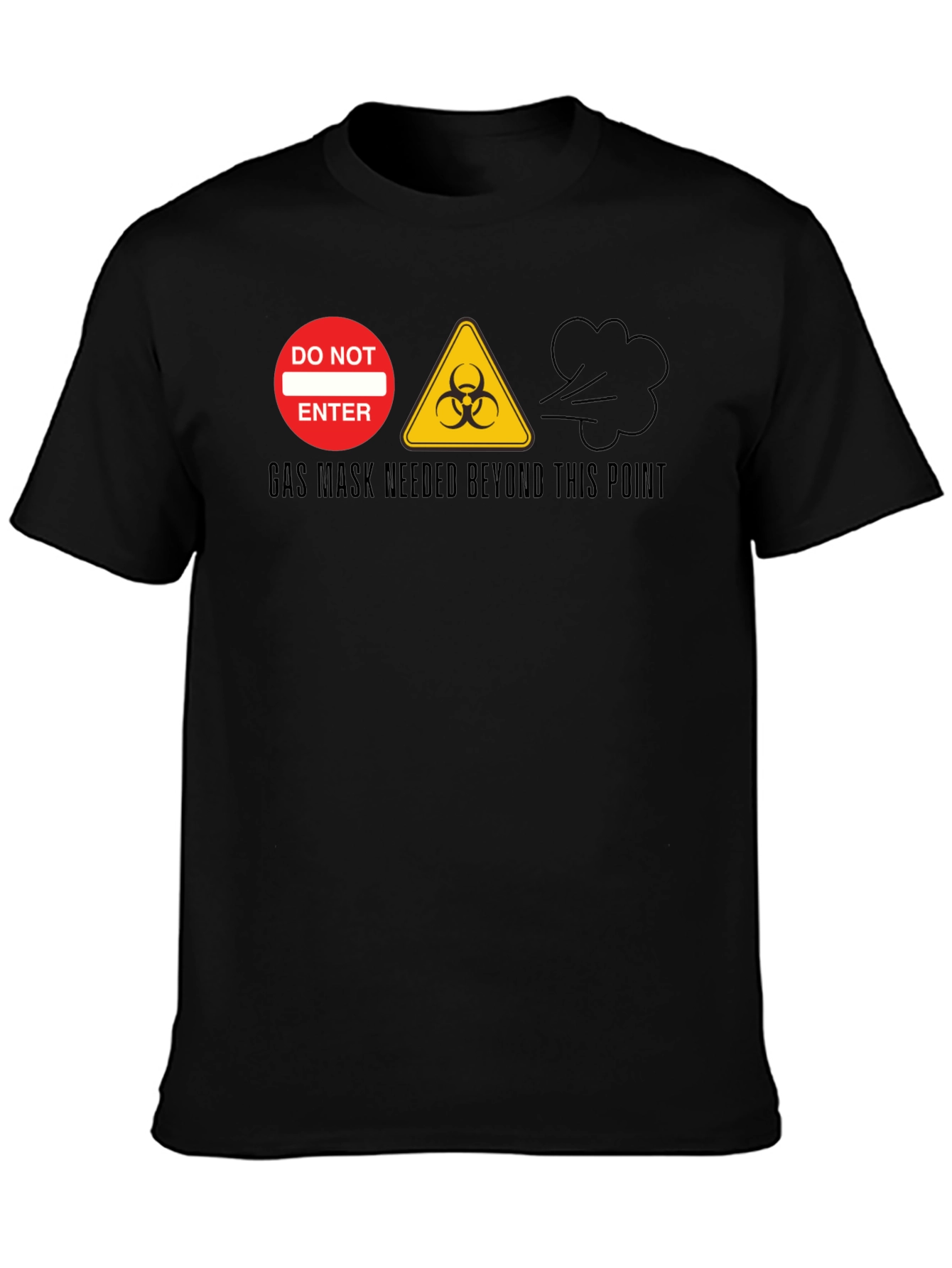 Black Gas Mask Needed T-Shirt - Biohazard Novelty Tee view 3
