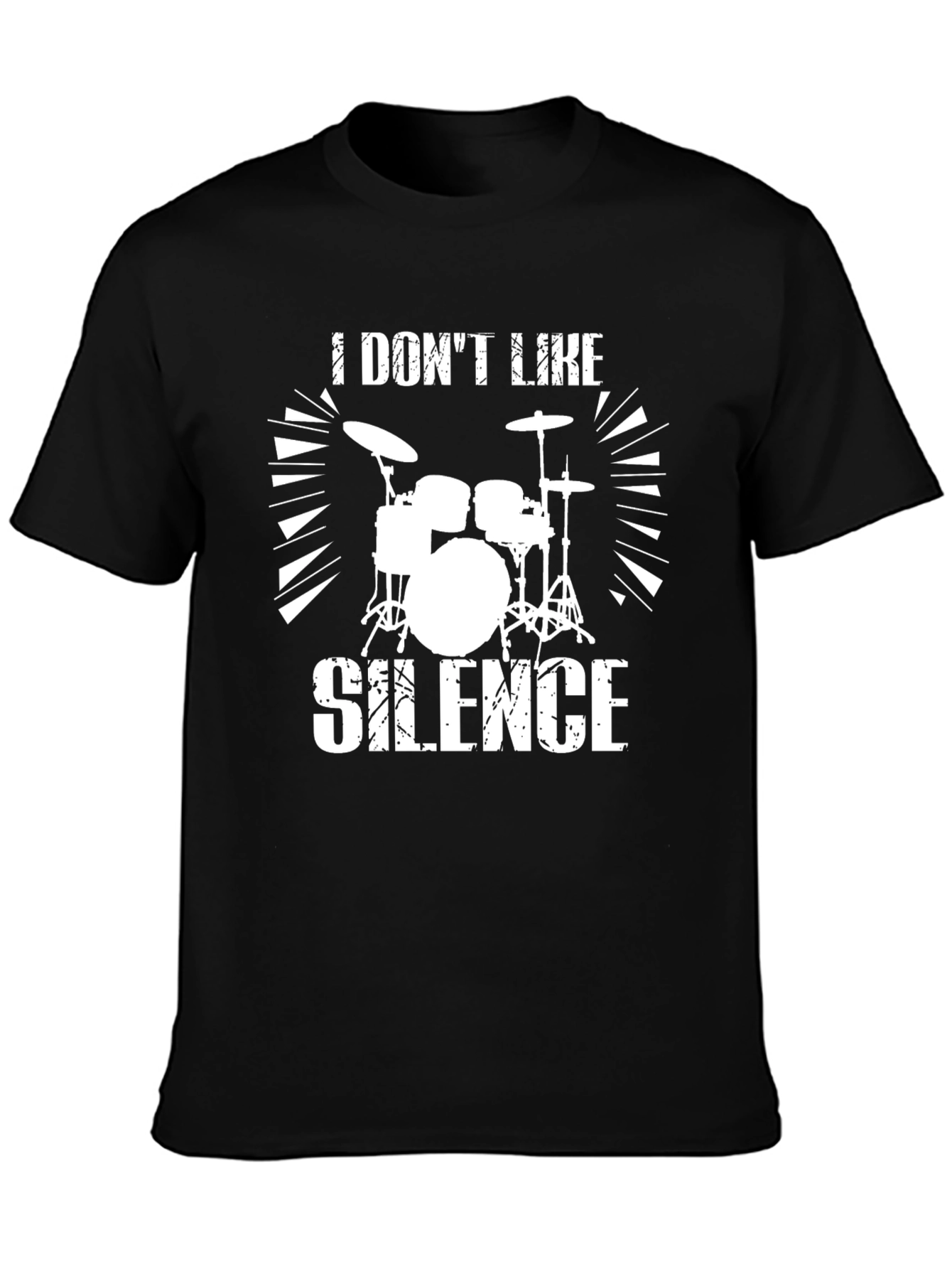 Black I Don't Like Silence Drum Kit Graphic Tee view 3