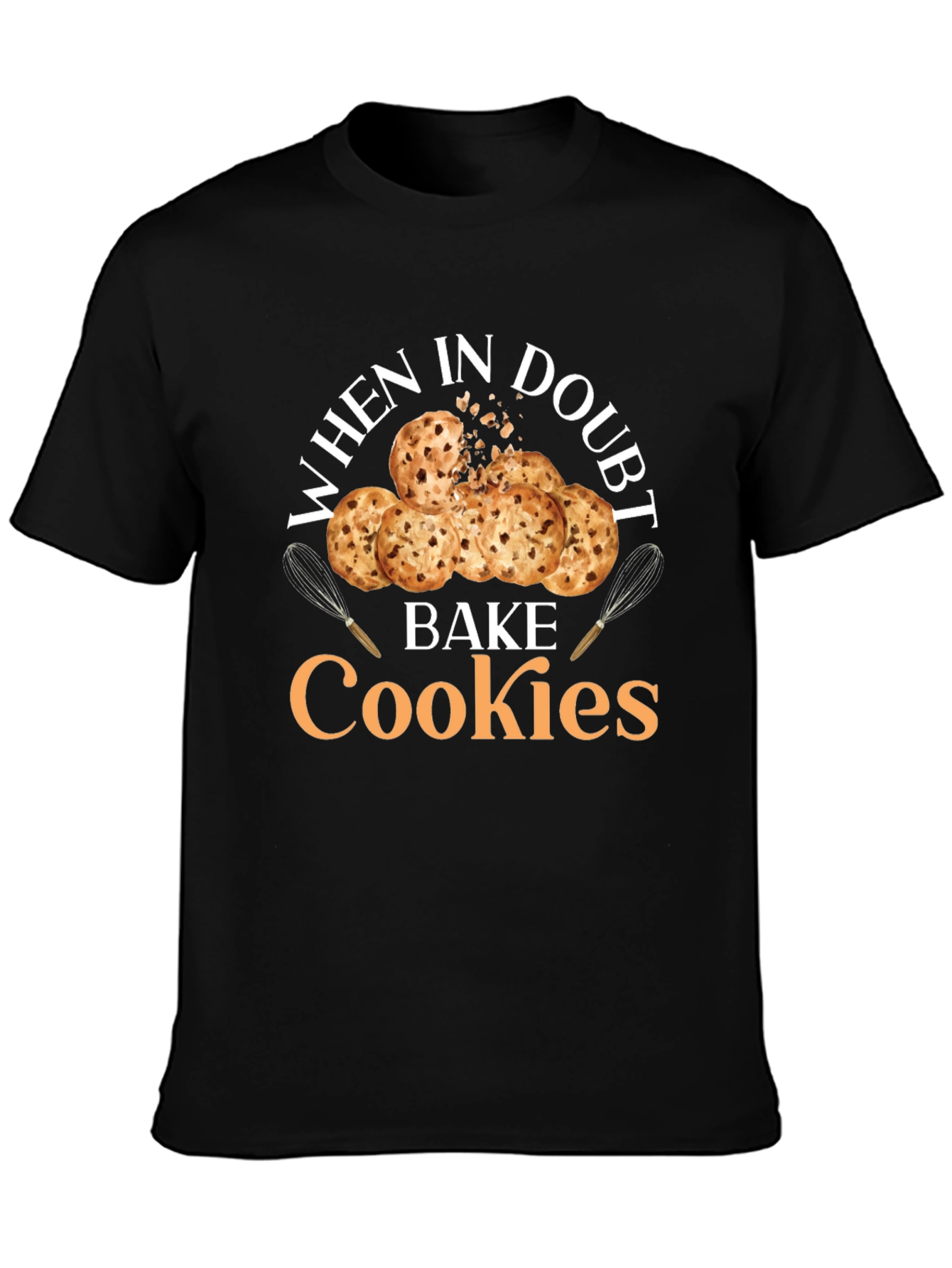Black When in Doubt Bake Cookies T-Shirt view 3