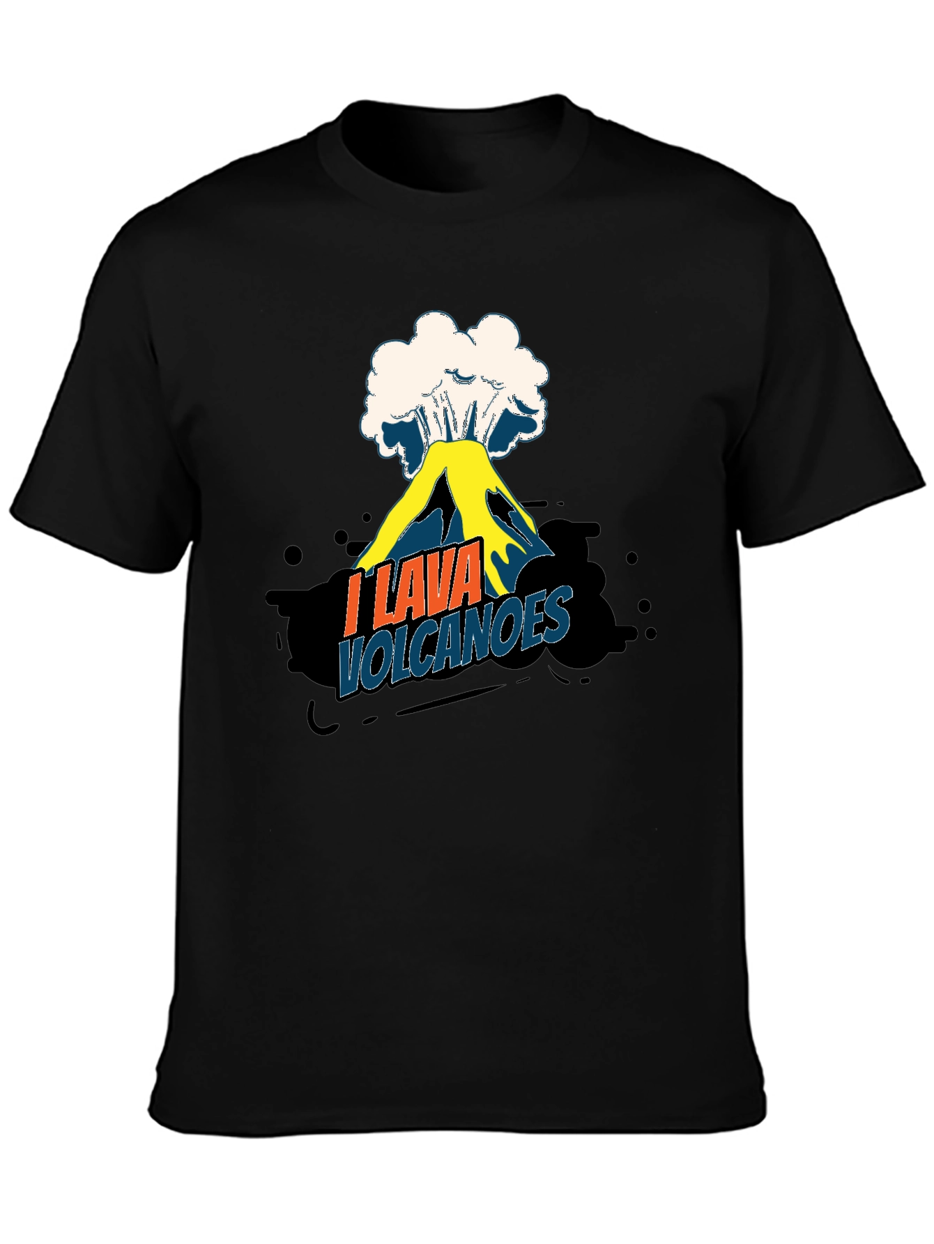 Black I Lava Volcanoes Funny Graphic Tee Shirt view 3