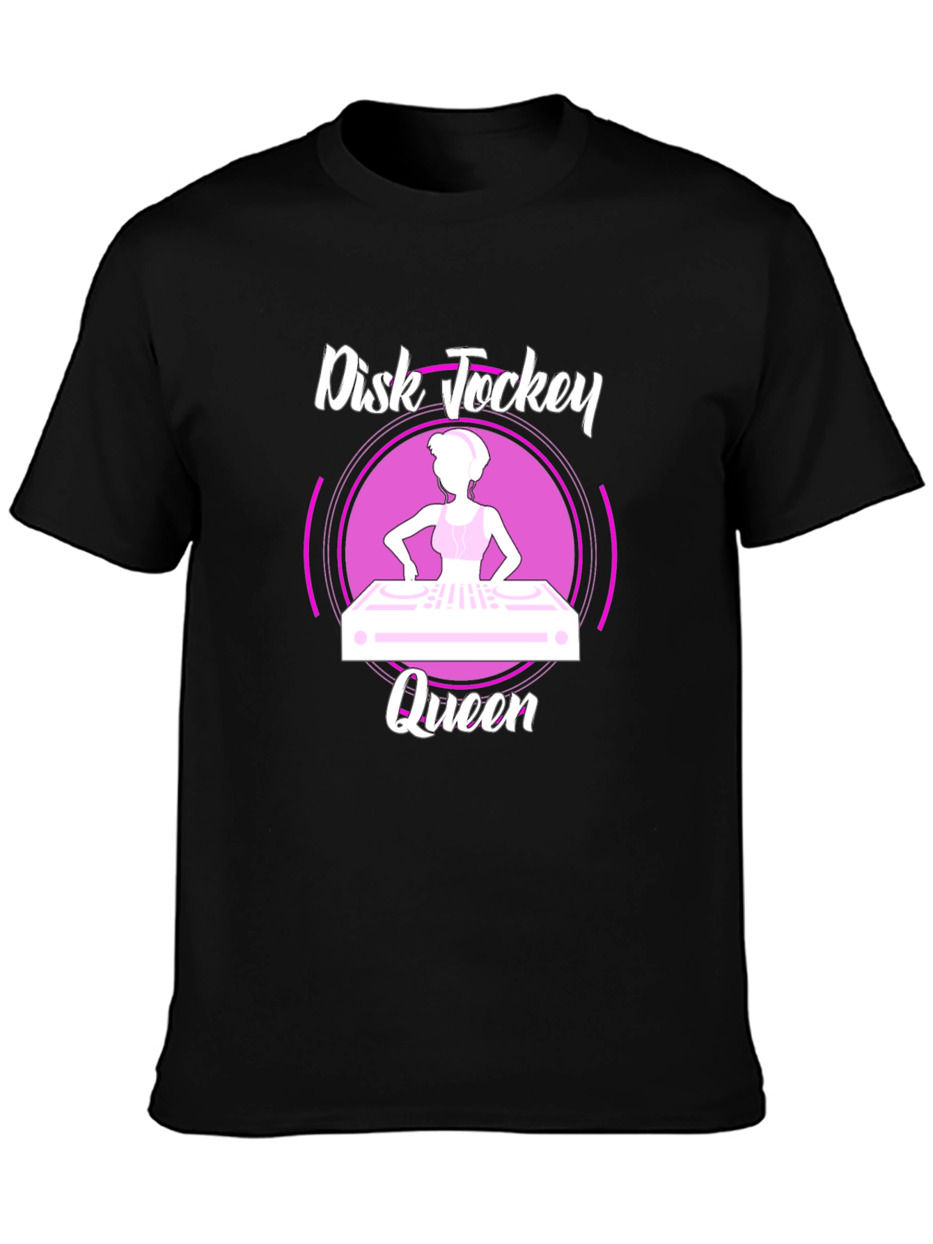 Black Disk Jockey Queen Black T-Shirt view 3