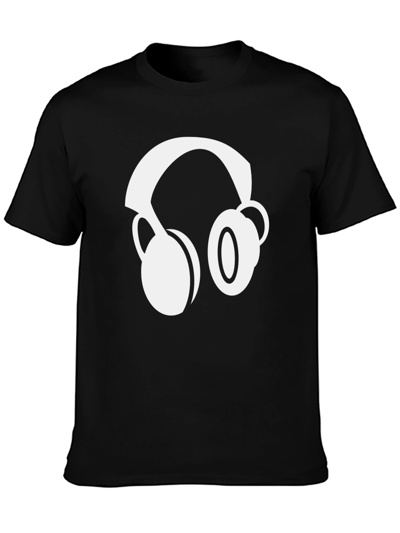 Black Black T-Shirt with Headphone Graphic view 3