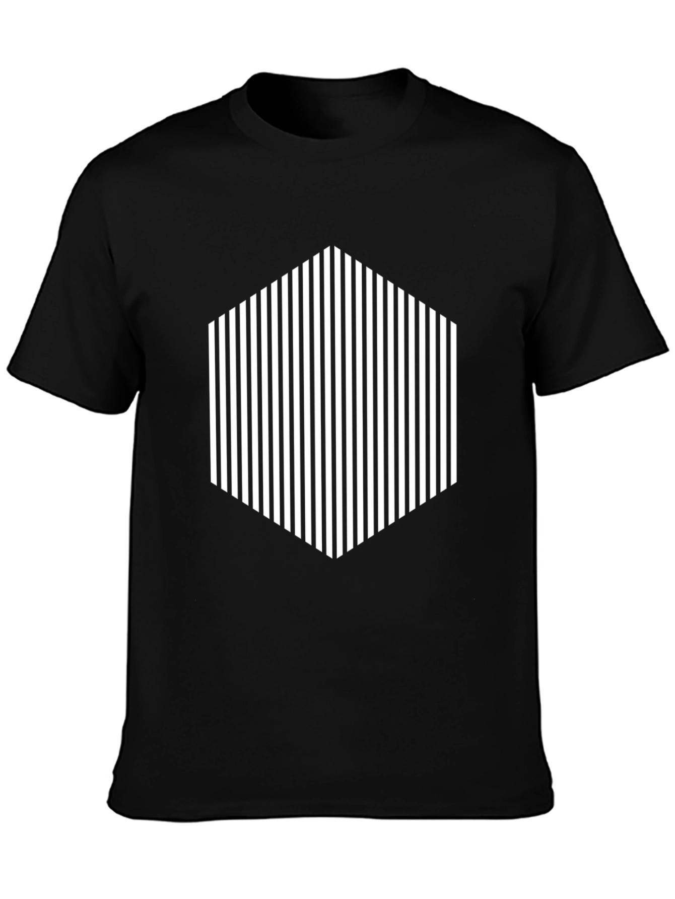 Black Striped Hexagon Graphic Tee - Modern Style view 3