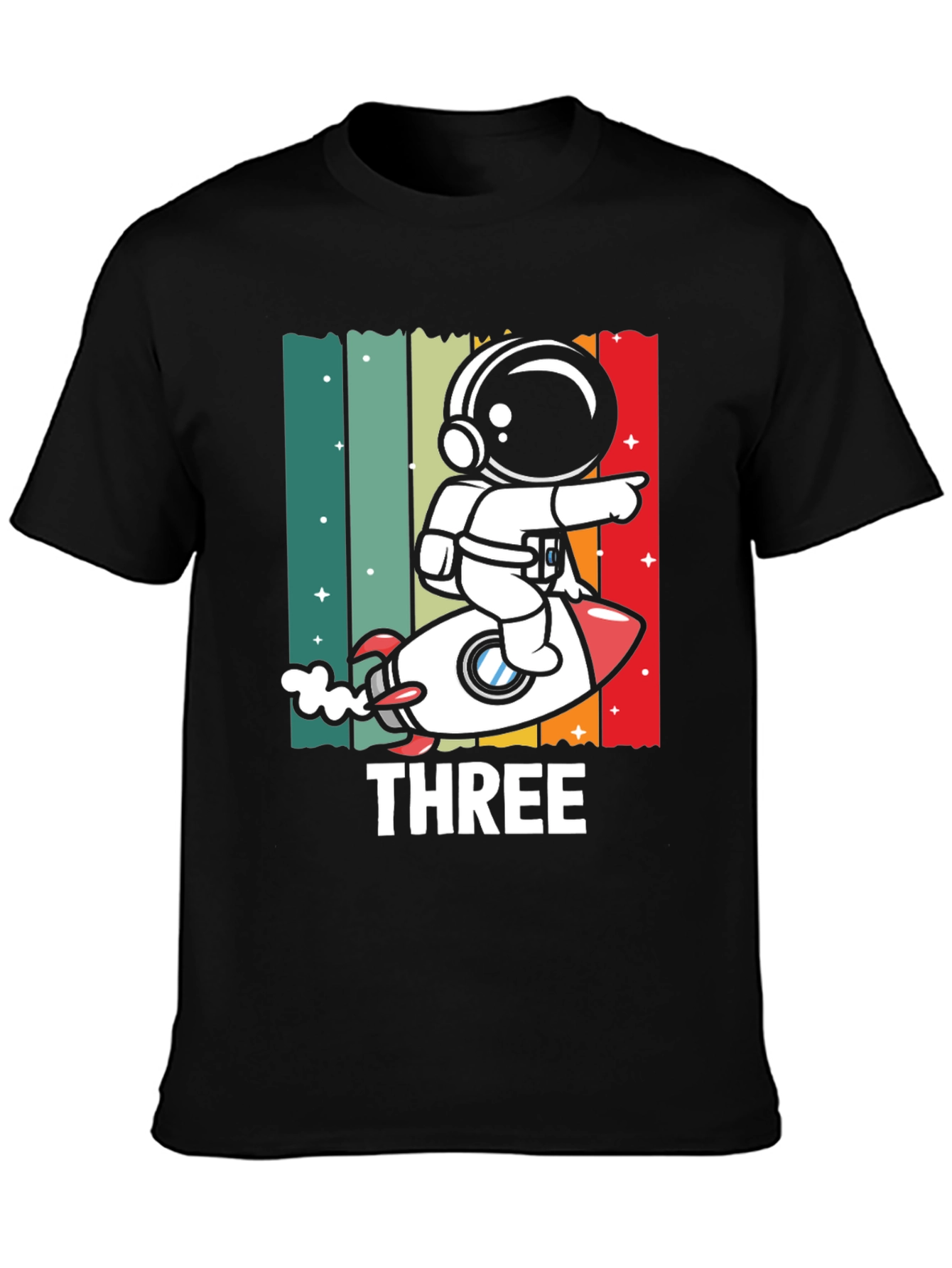 Black Astronaut Third Birthday T-Shirt view 3