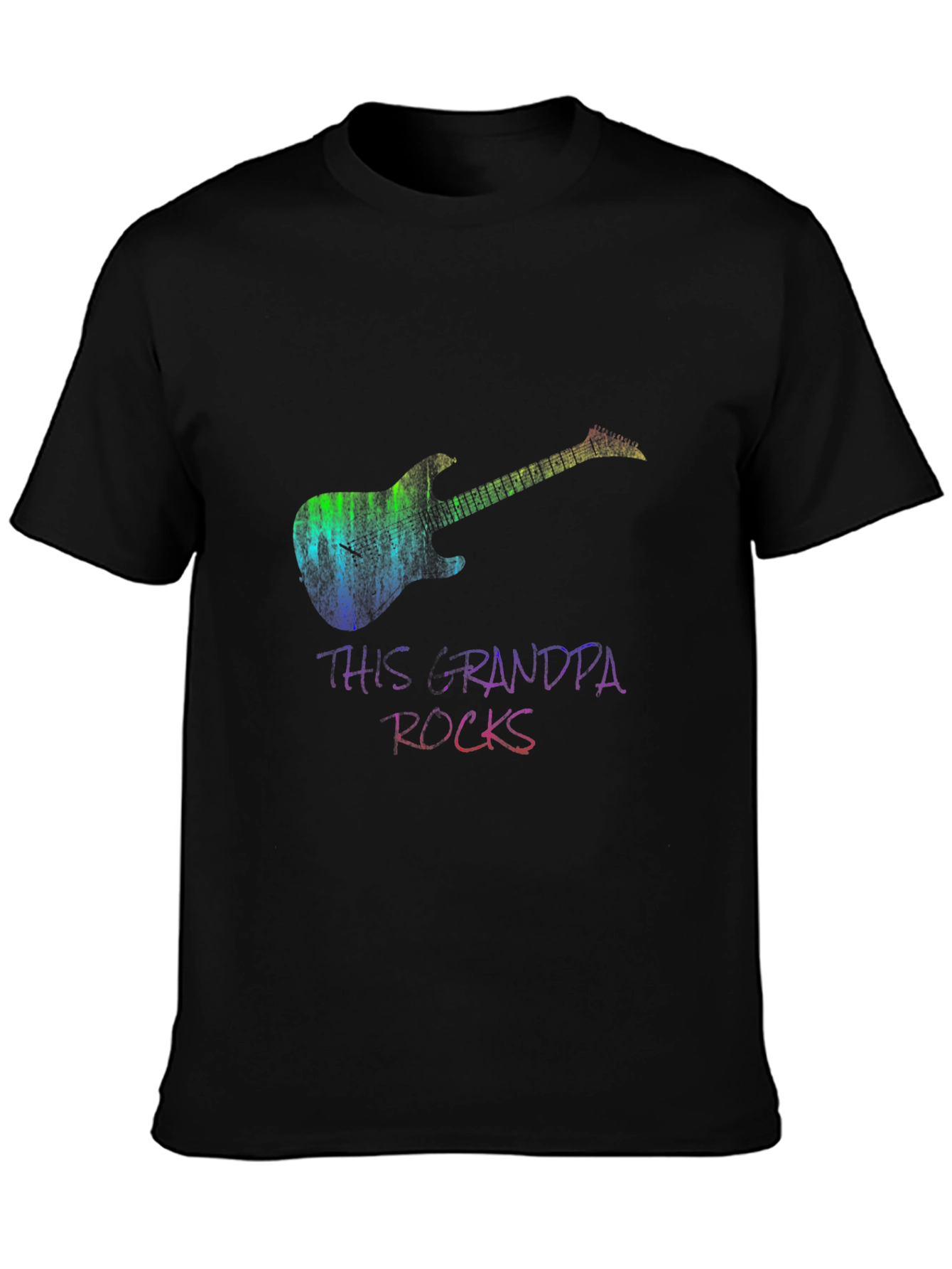 Black This Grandpa Rocks Guitar T-Shirt view 3