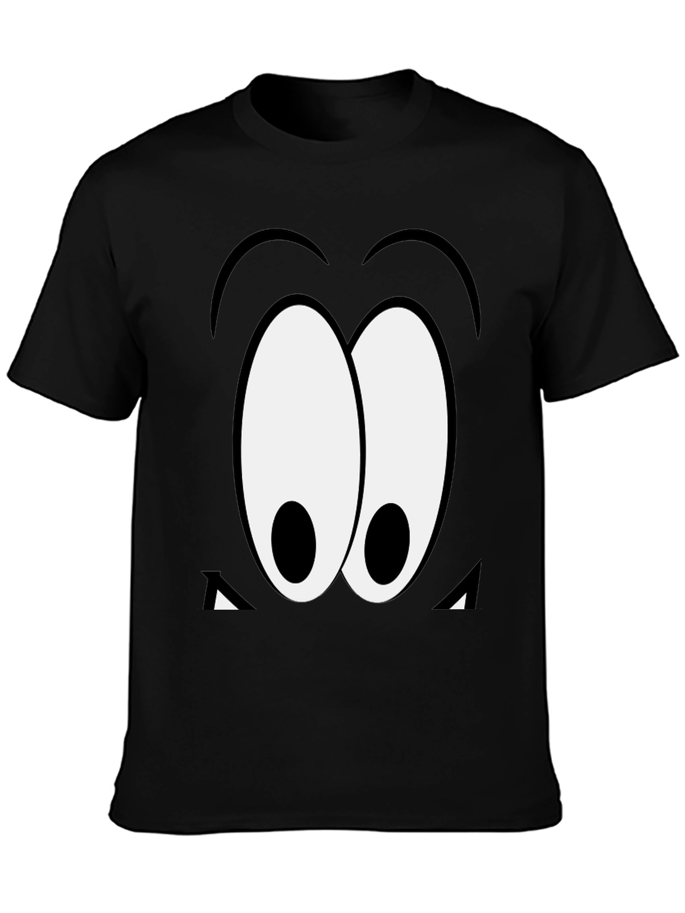 Black Cartoon Eyes Black T-Shirt view 3