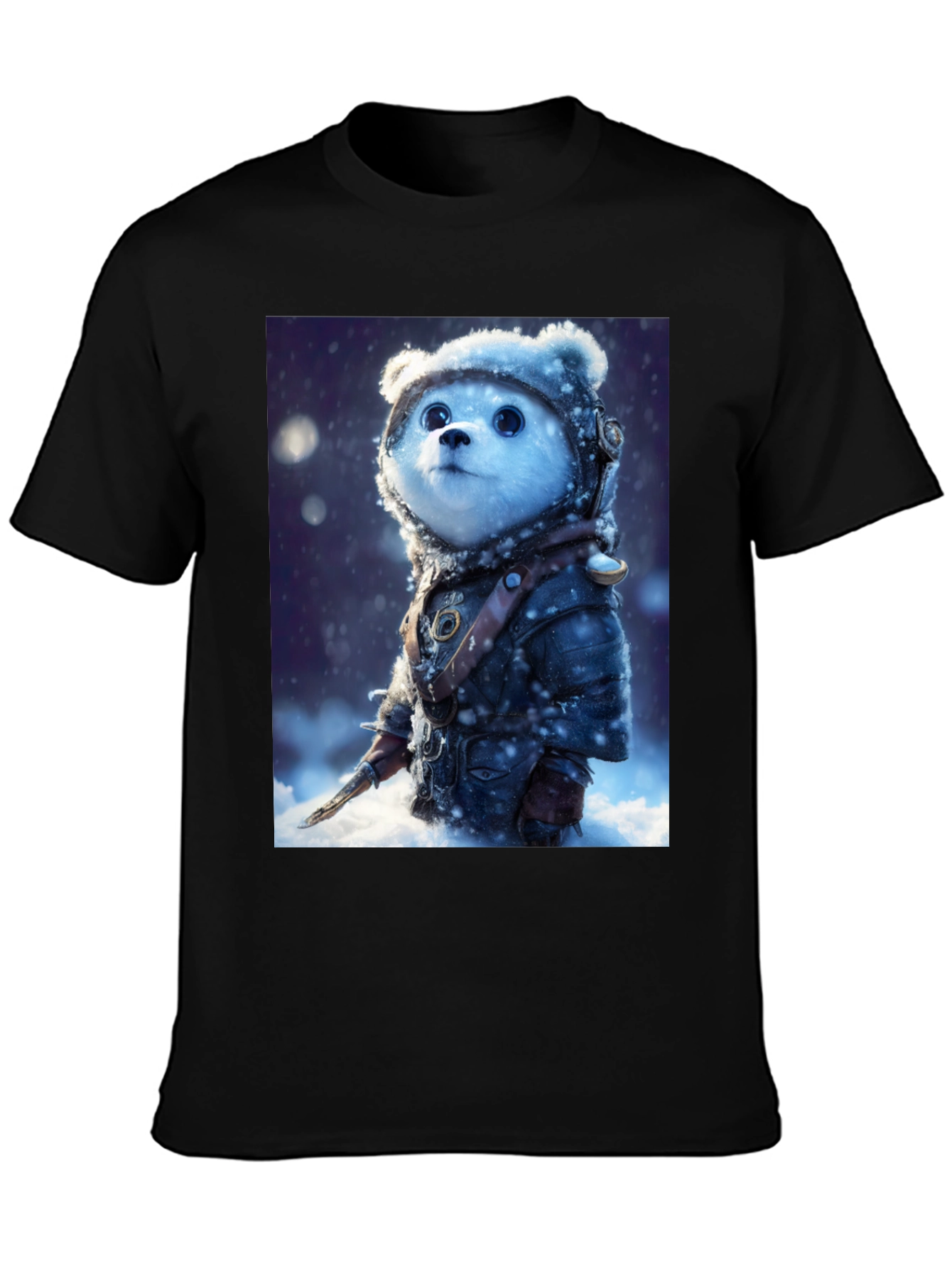 Black Bear Warrior T-Shirt - Snowy Adventure view 3