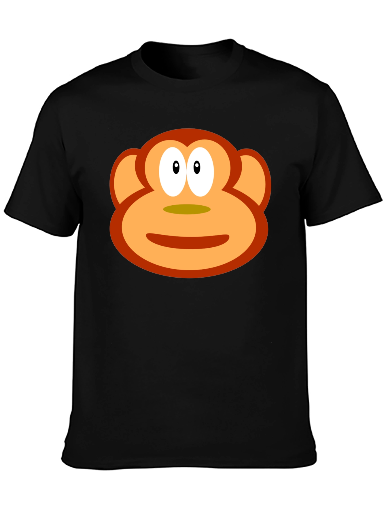 Black Funny Monkey Face Graphic Black T-Shirt view 3
