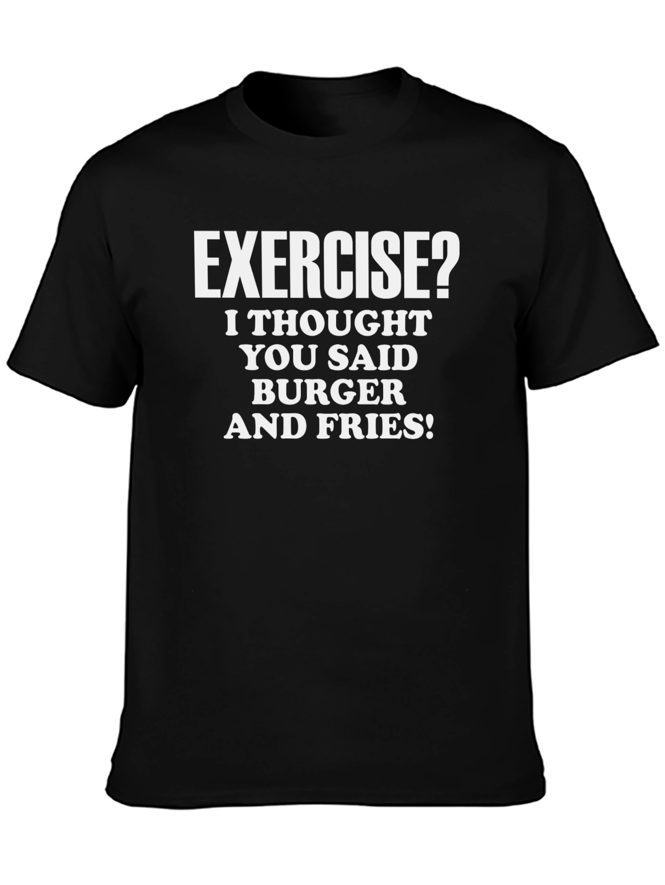 Black Funny Exercise Burger and Fries Graphic Tee view 3