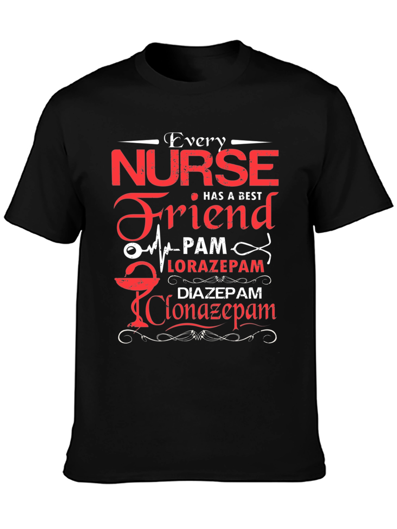 Black Every Nurse Has a Best Friend T-Shirt view 3