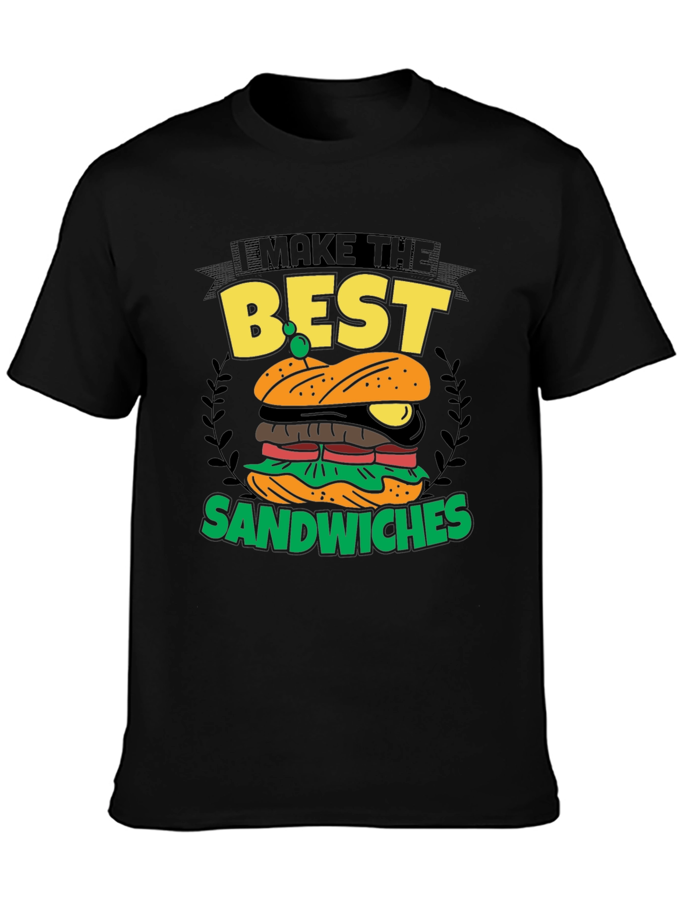 Black I Make the Best Sandwiches Black Graphic T-Shirt view 3