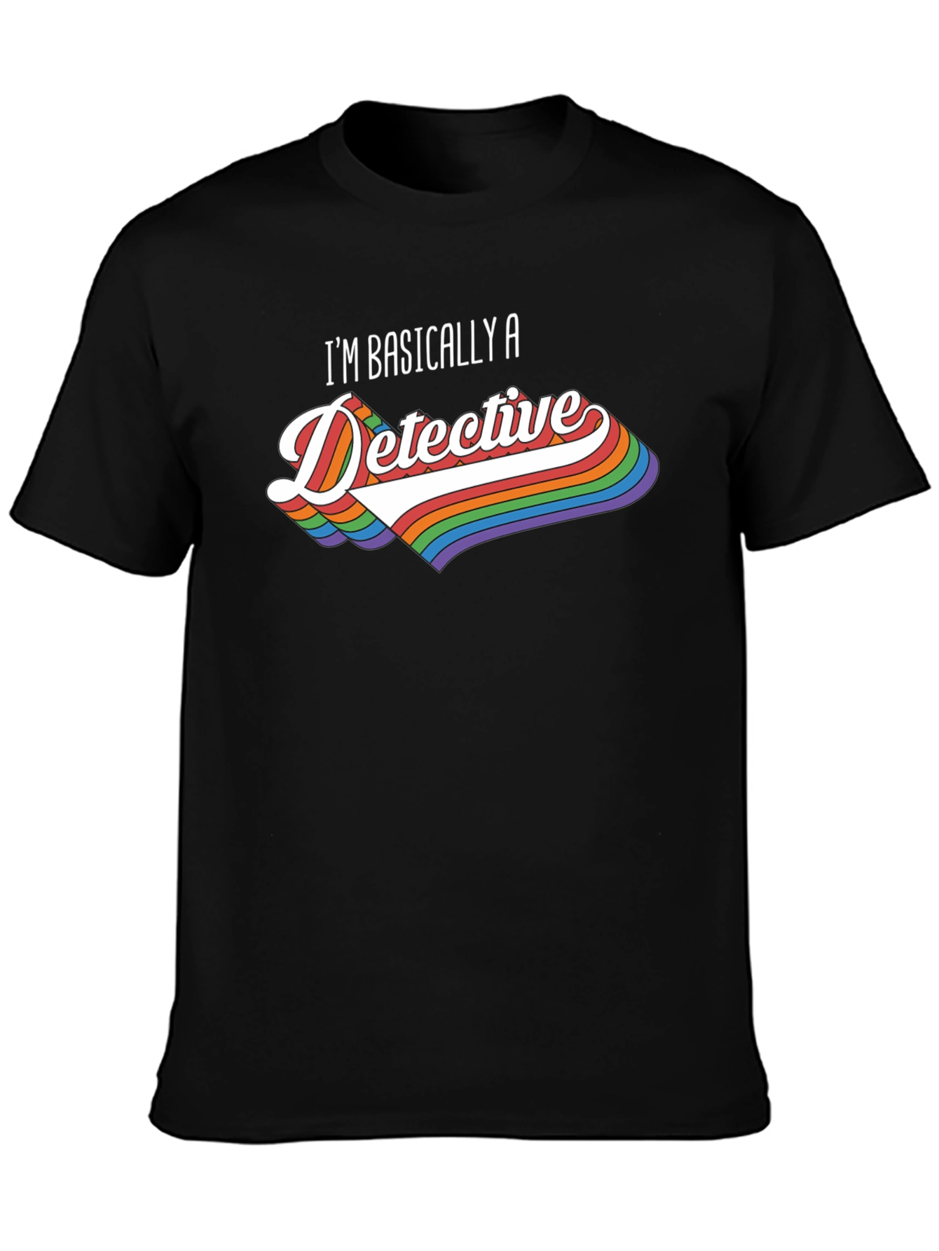 Black Detective Rainbow Graphic T-Shirt view 3
