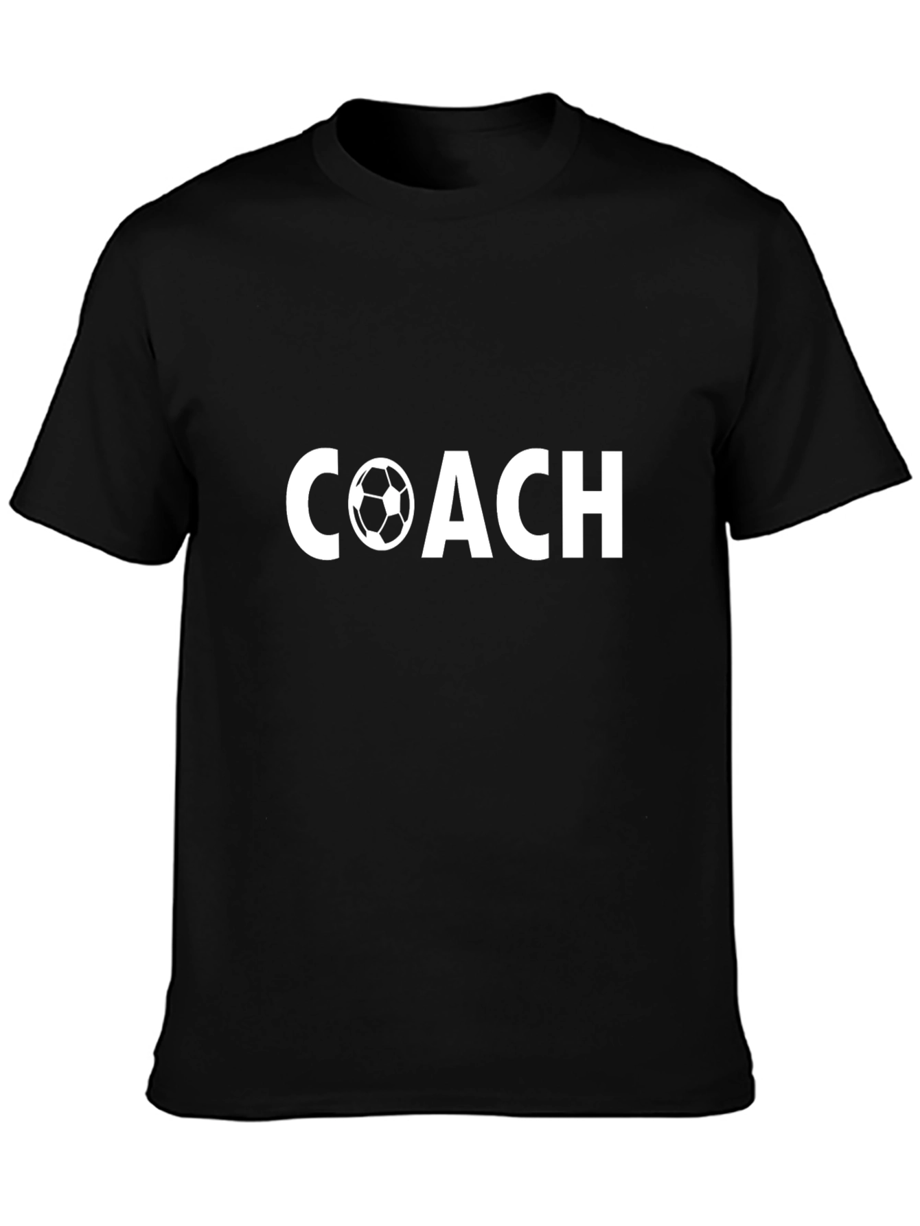 Black Soccer Coach T-Shirt - Black Crew Neck view 3
