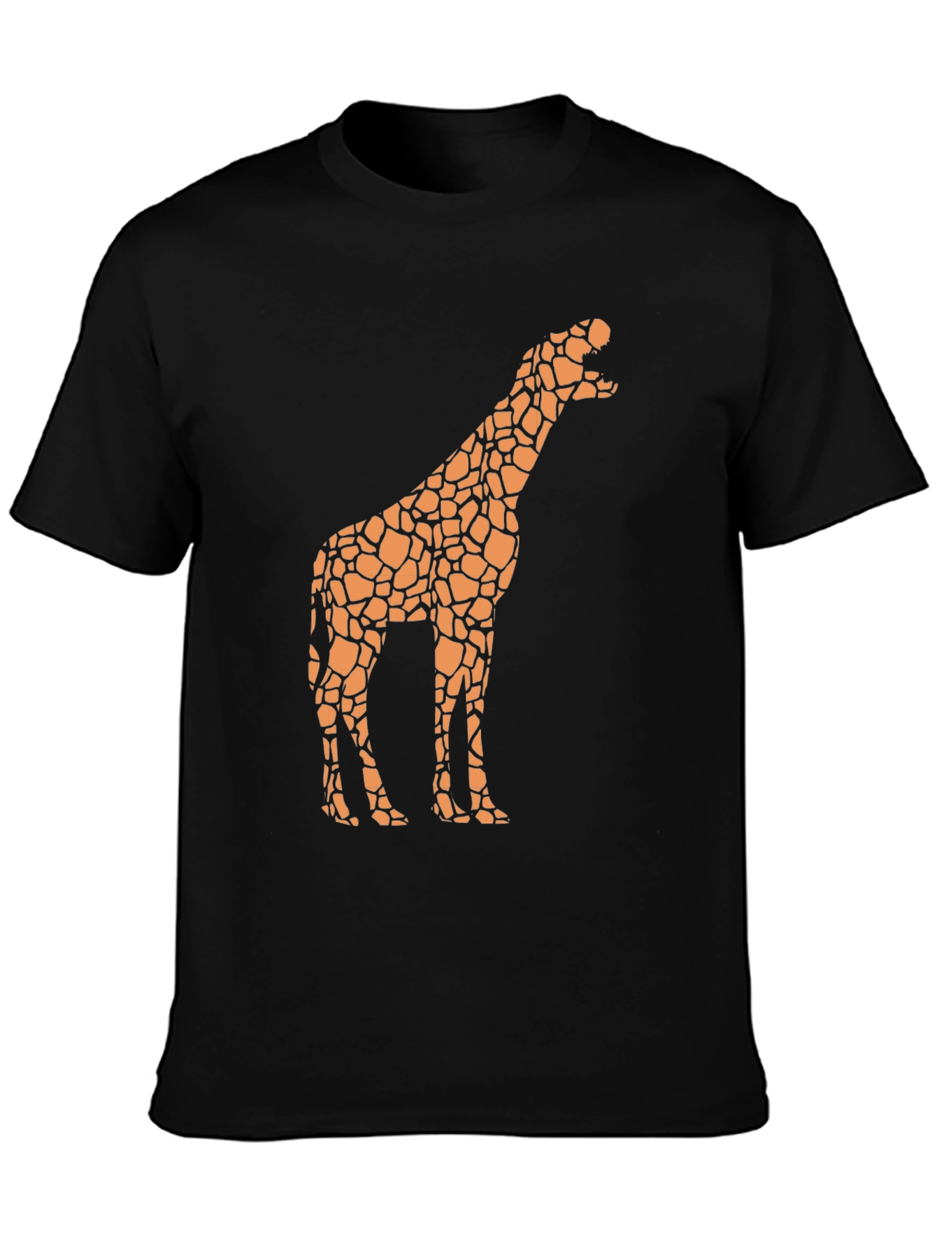 Black Giraffe Print Black T-Shirt - Novelty Design view 3