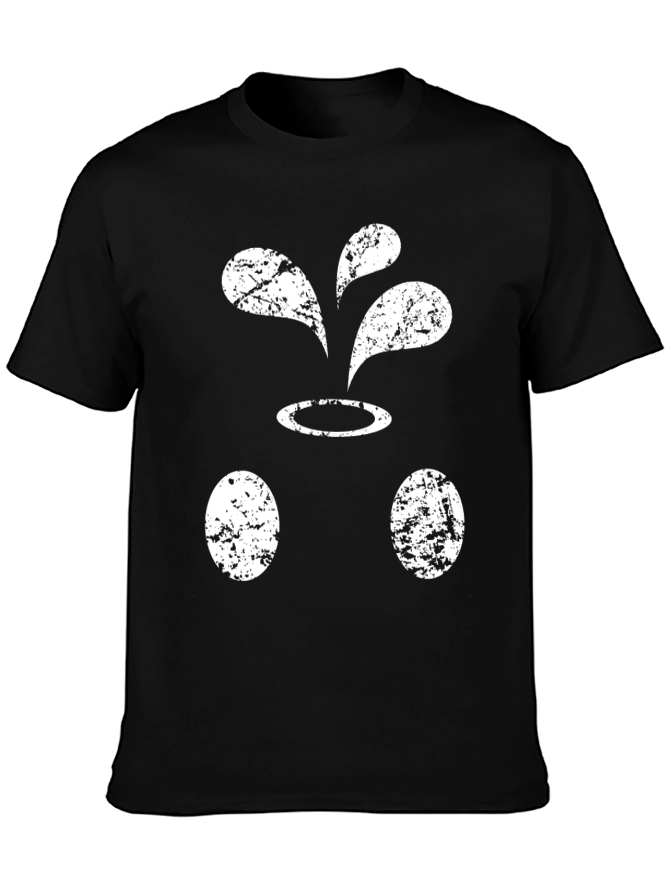Black Funny Black T-Shirt With Distressed White Design view 3