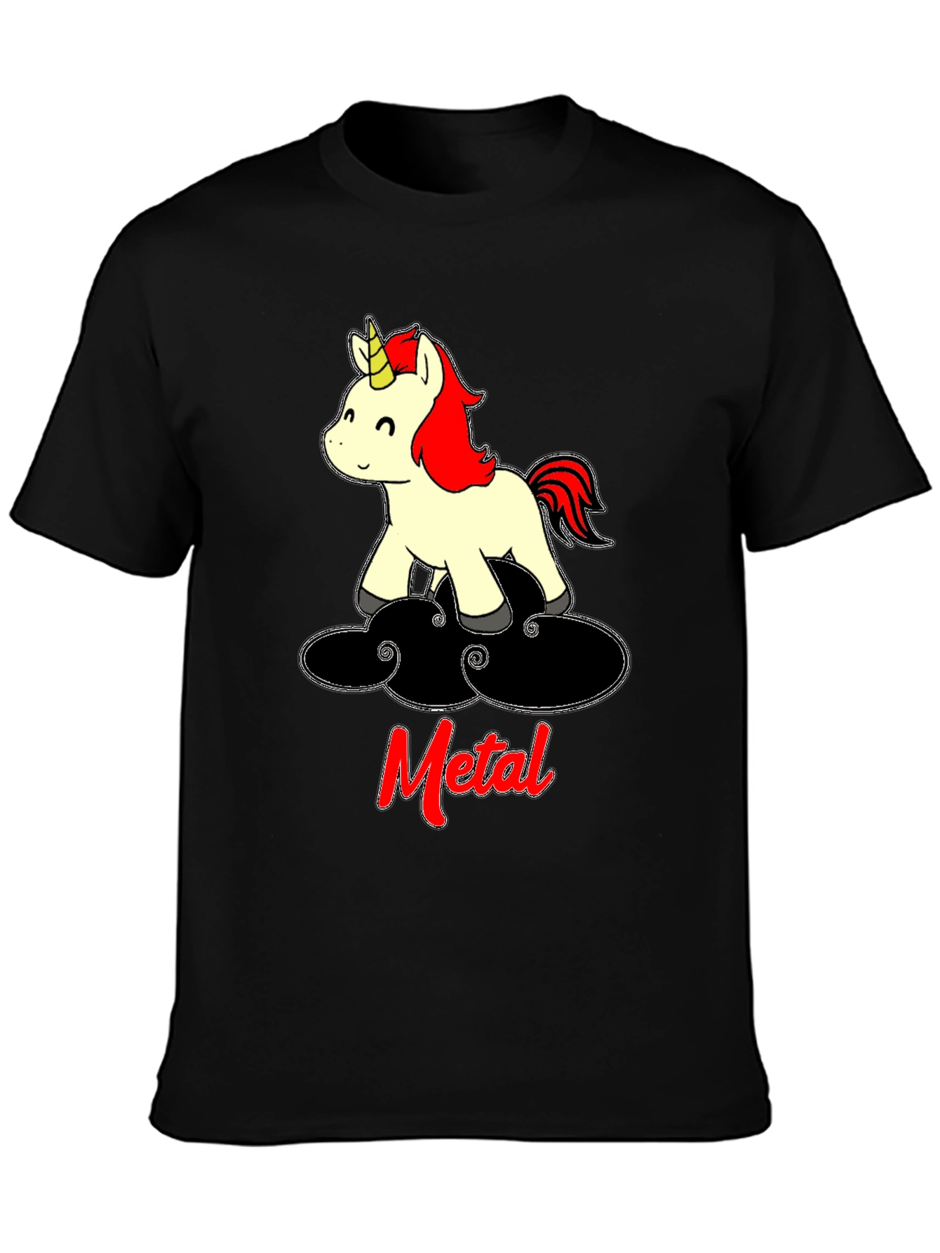 Black Metal Unicorn T-Shirt - Black Cotton Tee view 3
