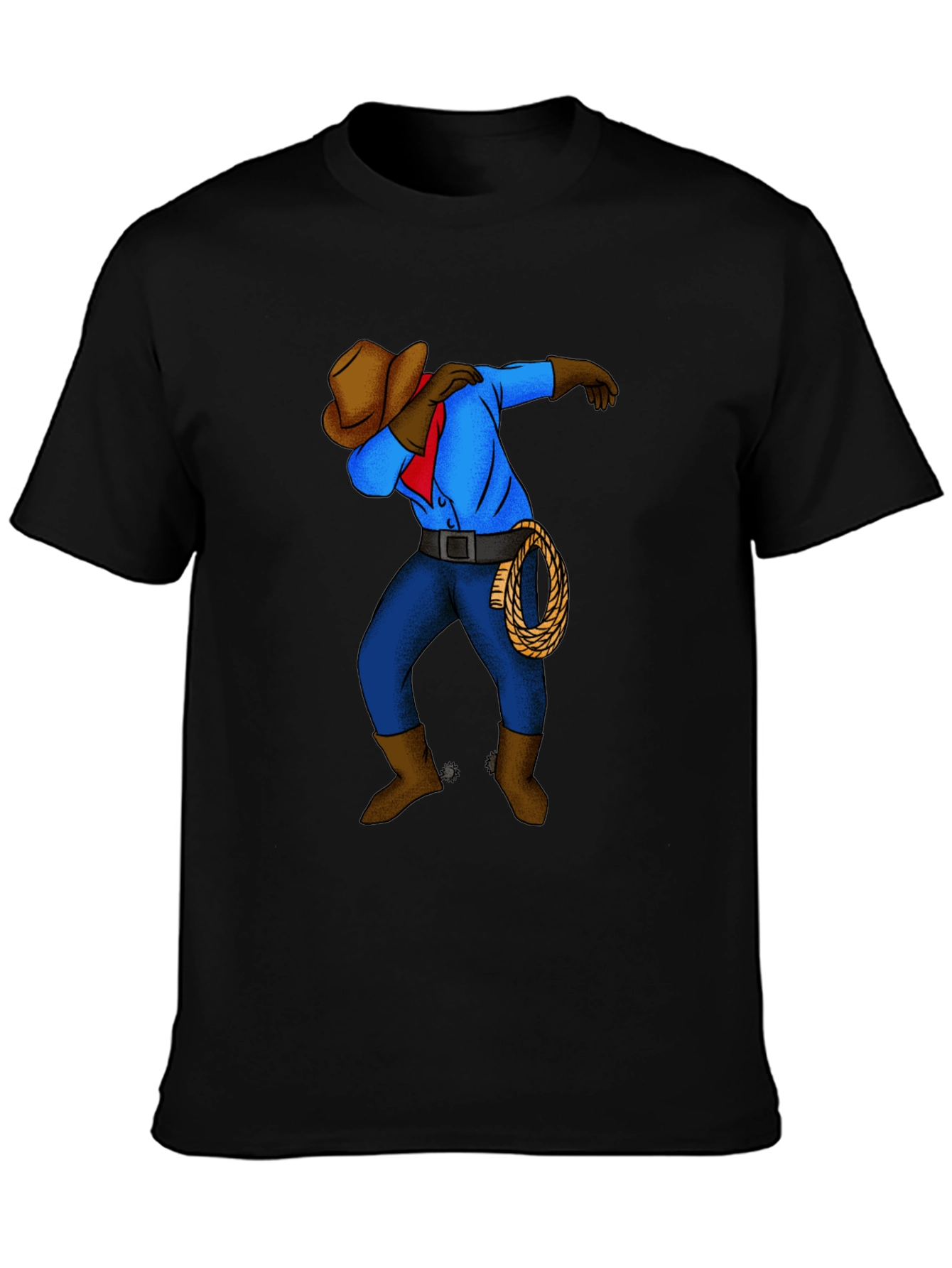 Black Dabbing Cowboy Graphic T-Shirt view 3
