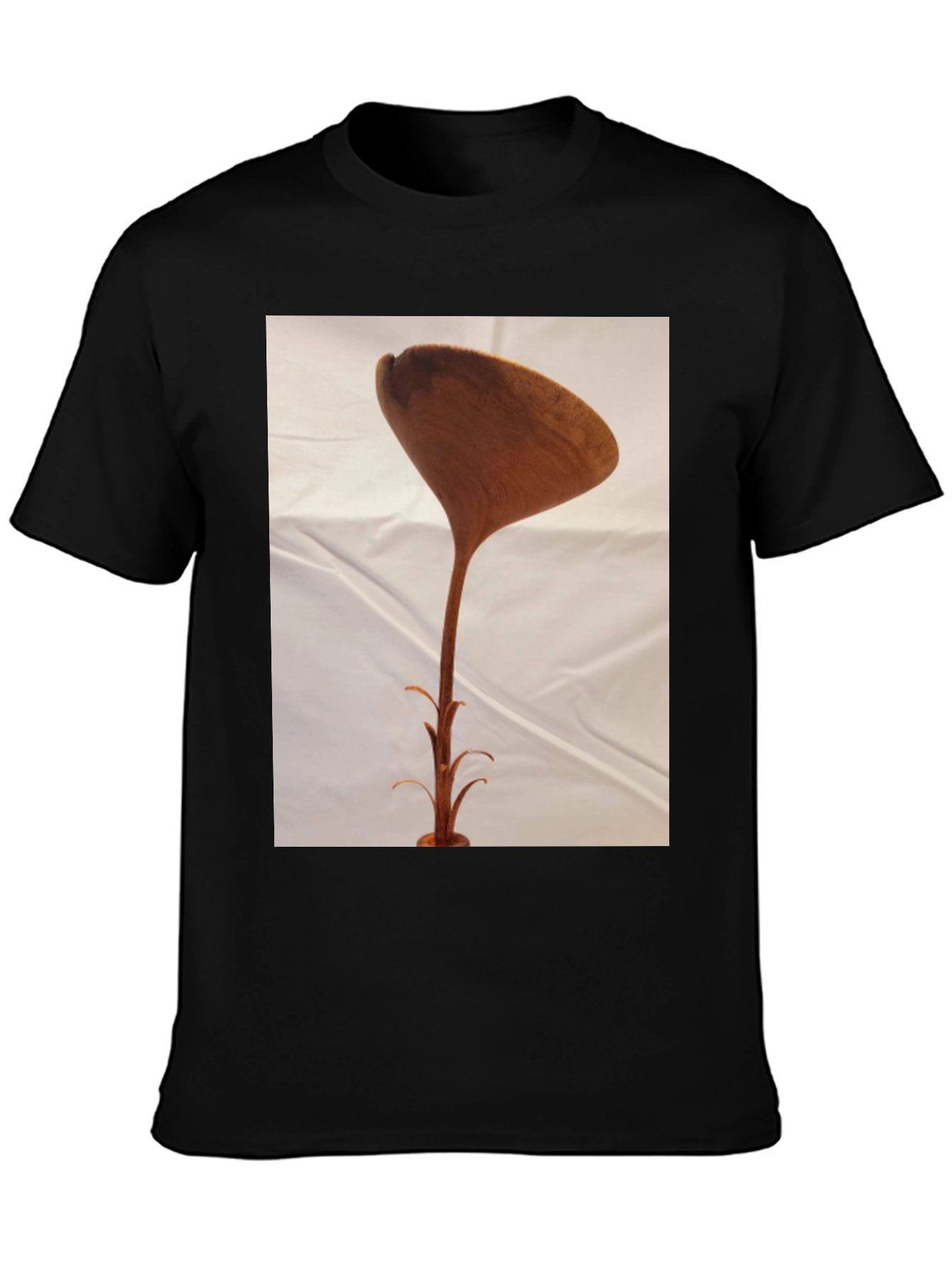 Black Unique Wooden Sculpture T-Shirt view 3