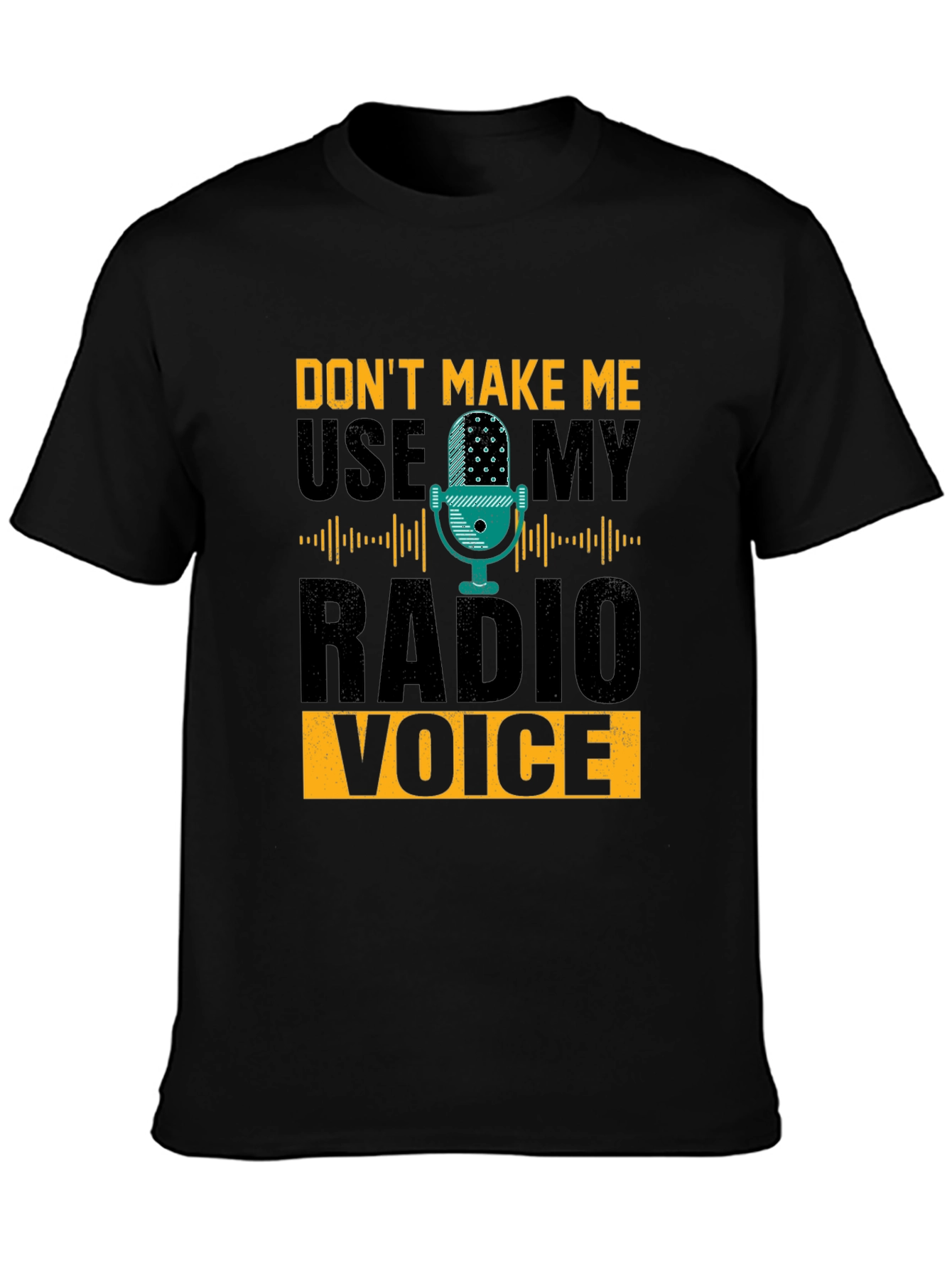 Black Radio Voice T-Shirt - Funny DJ Broadcaster Tee view 3
